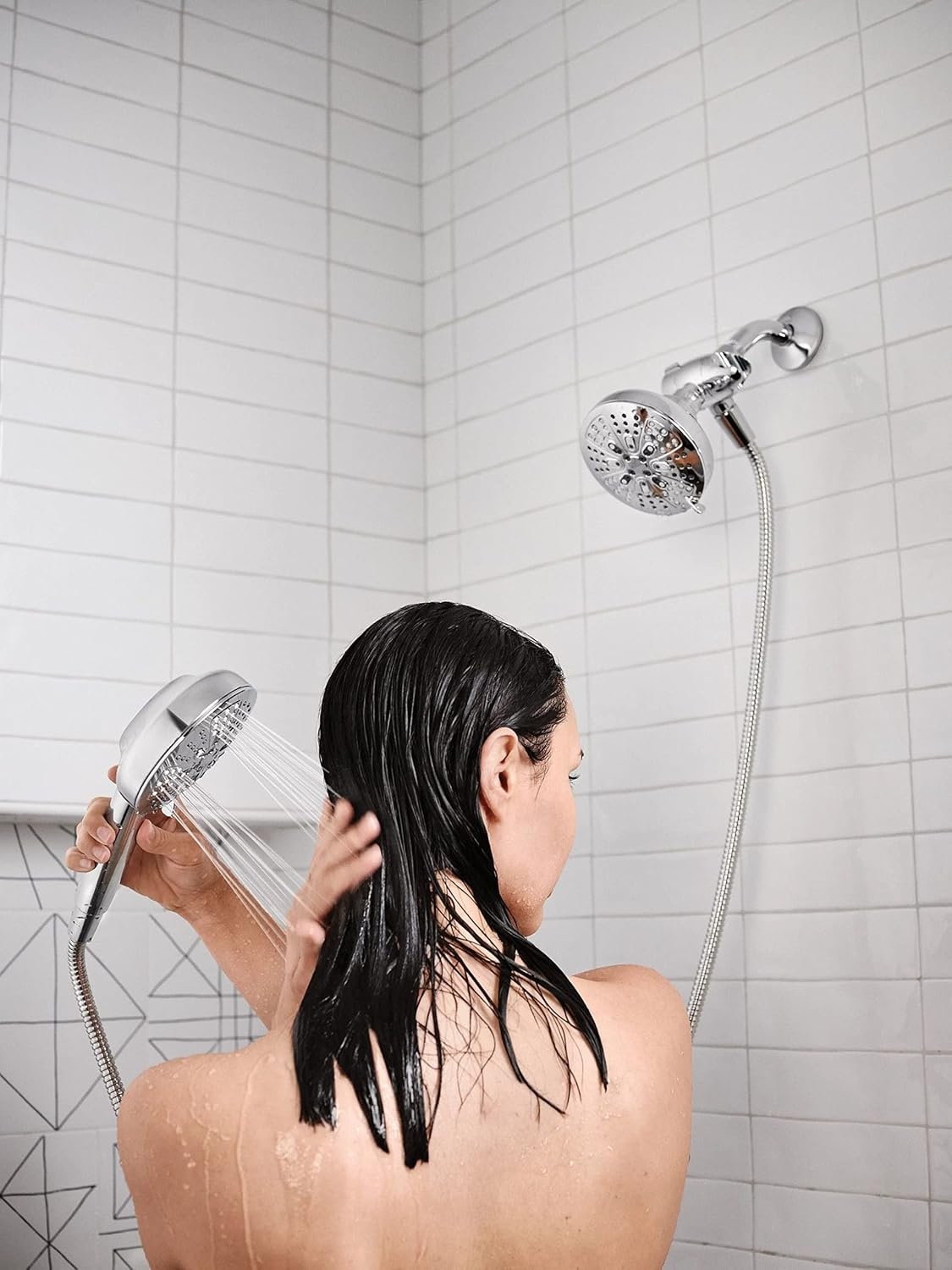 image:imageMoen Hydro Energetix High Pressure Dual Shower Head with Handheld Spray Combo 8 Shower Head Spray Settings Chrome Finish 200C0