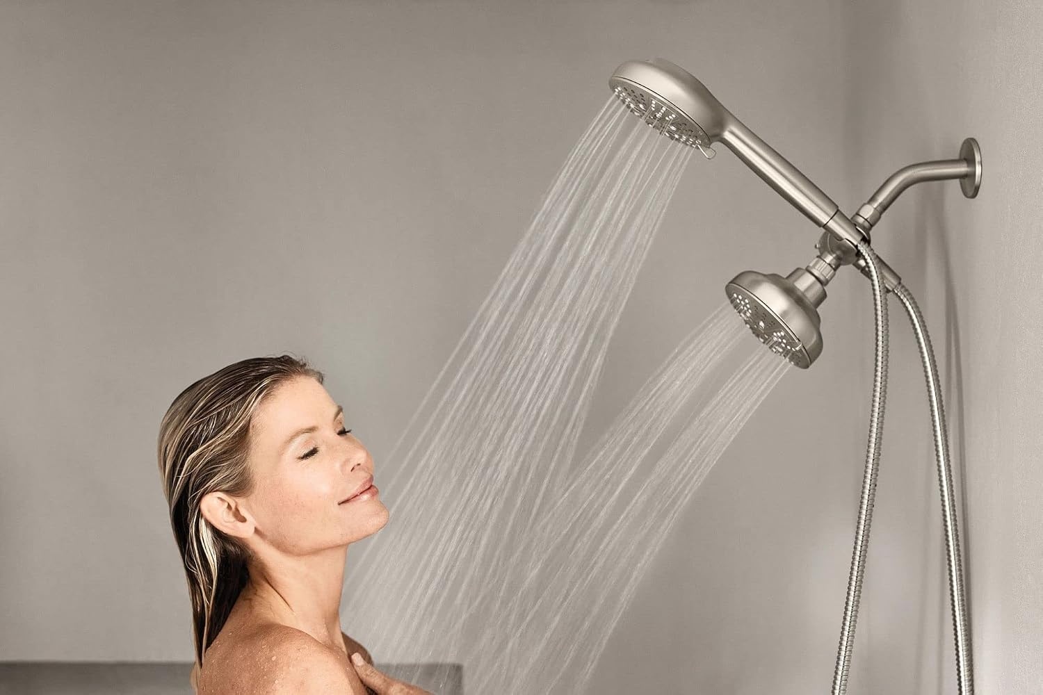 image:imageMoen Hydro Energetix High Pressure Dual Shower Head with Handheld Spray Combo Spot Resist Brushed Nickel Finish 200C0SRN
