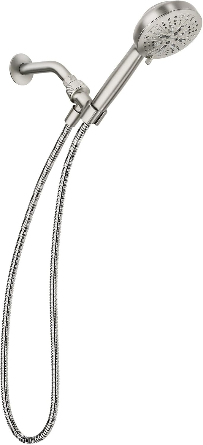 image:imageMoen Hydro Energetix High Pressure Shower Head with Handheld Sprayer 8 Handheld Shower Head Spray Settings Spot Resist Brushed Nickel Finish 200H0SRNSpot Resist Brushed Nickel