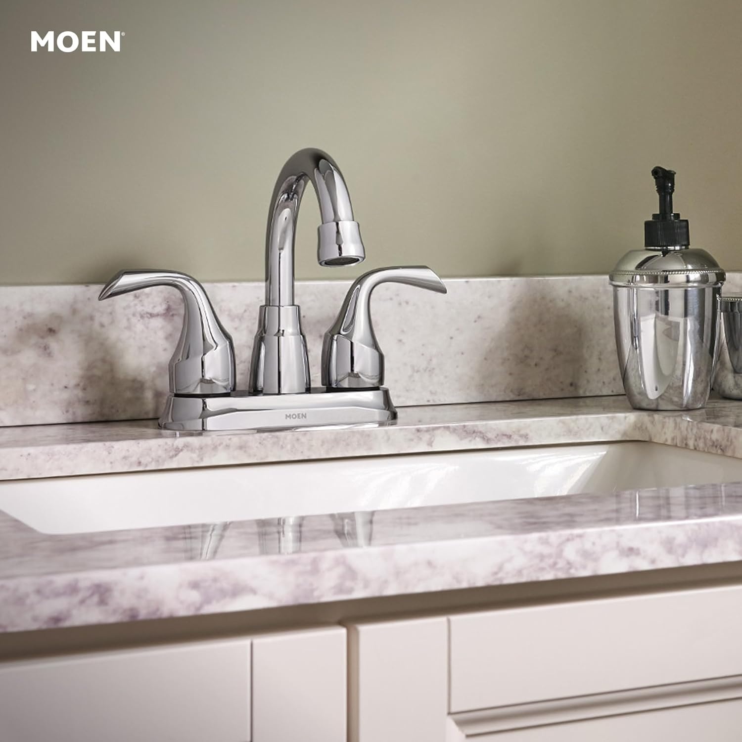 image:imageMoen Idora Chrome TwoHandle Centerset Bathroom Sink Faucet with Drain Assembly 84115Chrome