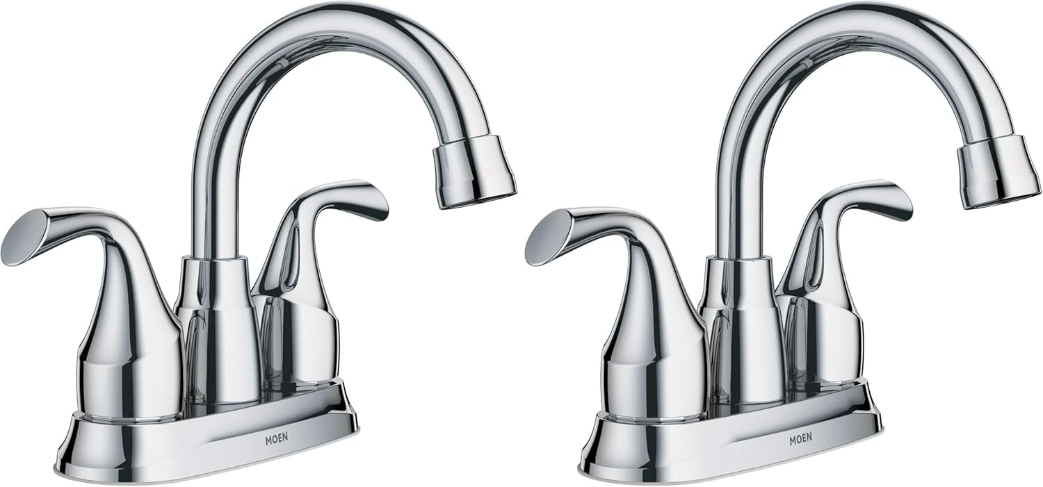 image:imageMoen Idora Chrome TwoHandle Centerset Bathroom Sink Faucet with Drain Assembly 84115Chrome