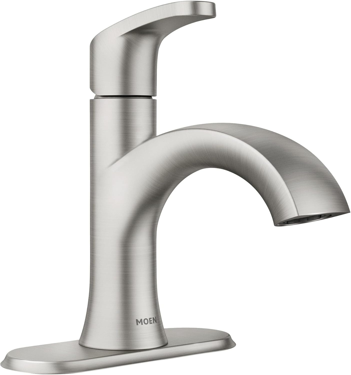 image:imageMoen Karis Spot Resist Brushed Nickel OneHandle Single Hole Bathroom Sink Faucet with Optional Deck Plate 84346SRNBrushed Nickel