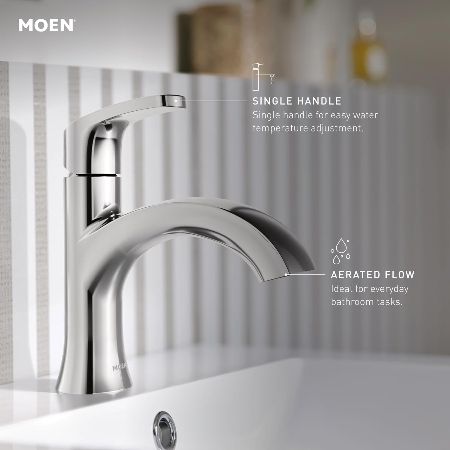 image:imageMoen Karis Spot Resist Brushed Nickel OneHandle Single Hole Bathroom Sink Faucet with Optional Deck Plate 84346SRNBrushed Nickel