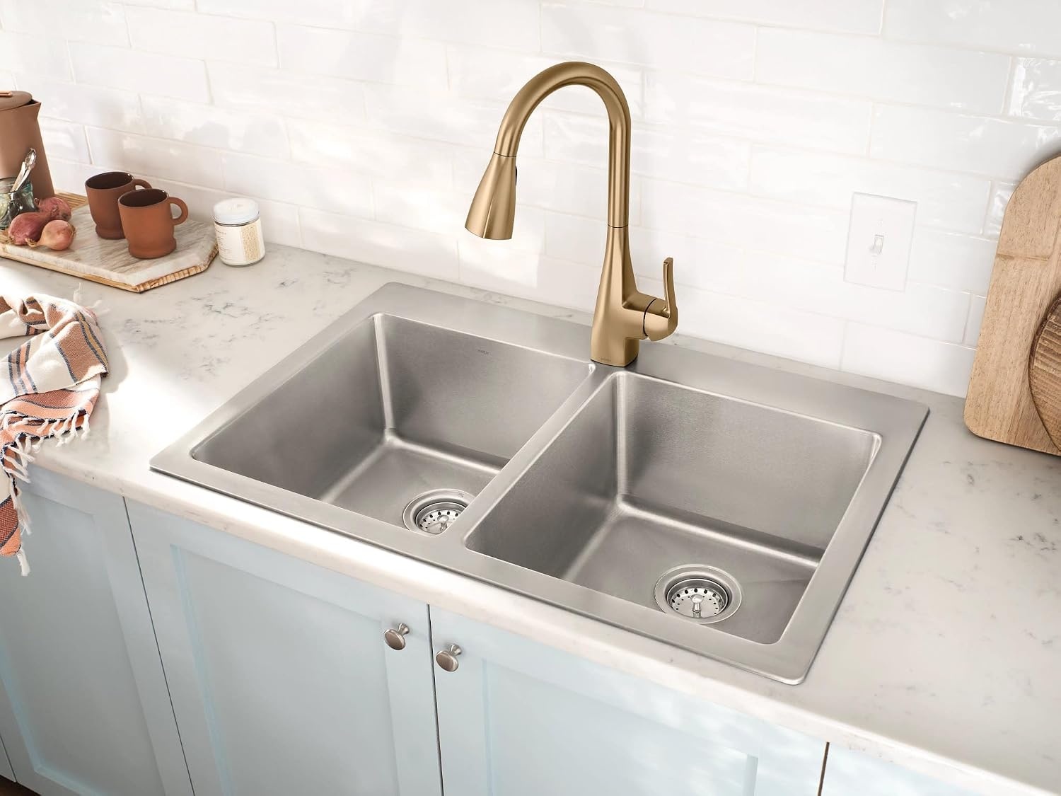 image:imageMoen Kiran Bronzed Gold OneHandle High Arc Pulldown Kitchen Faucet with Power Clean 87599BZGBronzed Gold