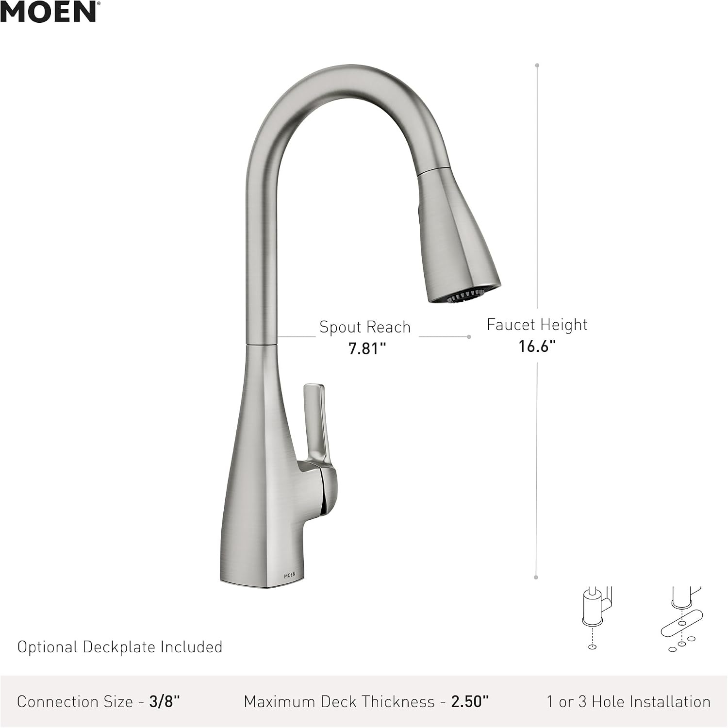 image:imageMoen Kiran Bronzed Gold OneHandle High Arc Pulldown Kitchen Faucet with Power Clean 87599BZGBronzed Gold