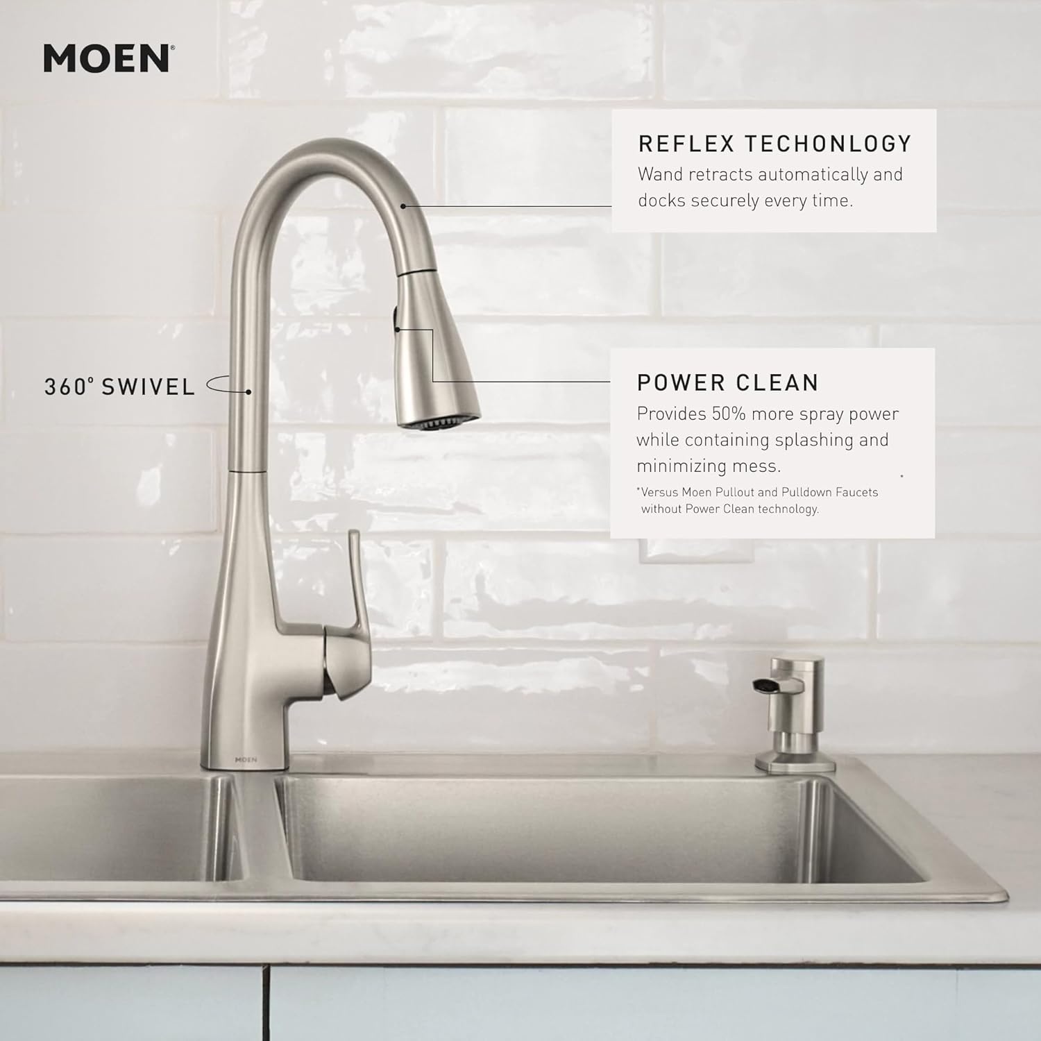 image:imageMoen Kiran Bronzed Gold OneHandle High Arc Pulldown Kitchen Faucet with Power Clean 87599BZGChrome