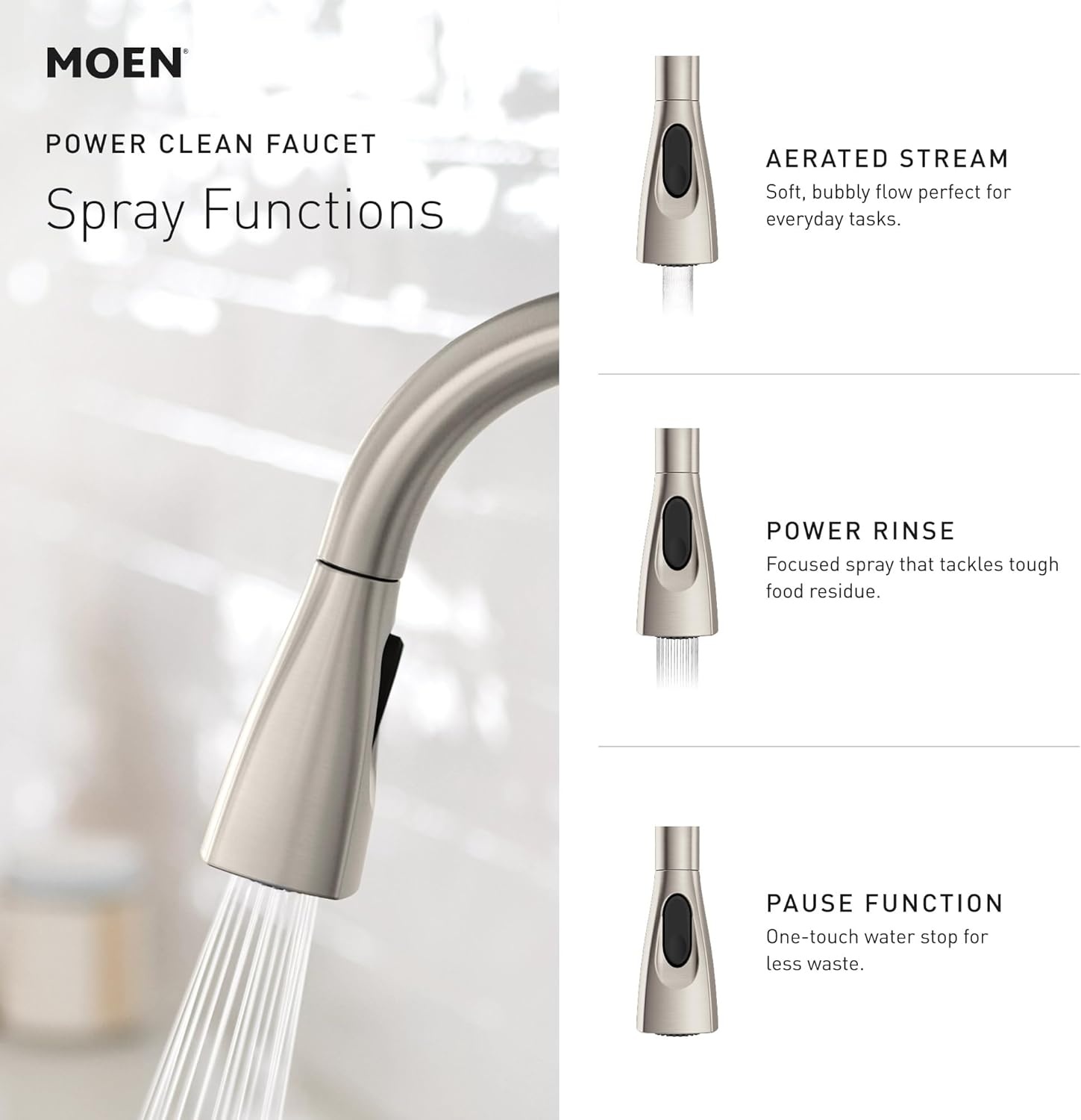 image:imageMoen Kiran Bronzed Gold OneHandle High Arc Pulldown Kitchen Faucet with Power Clean 87599BZGChrome