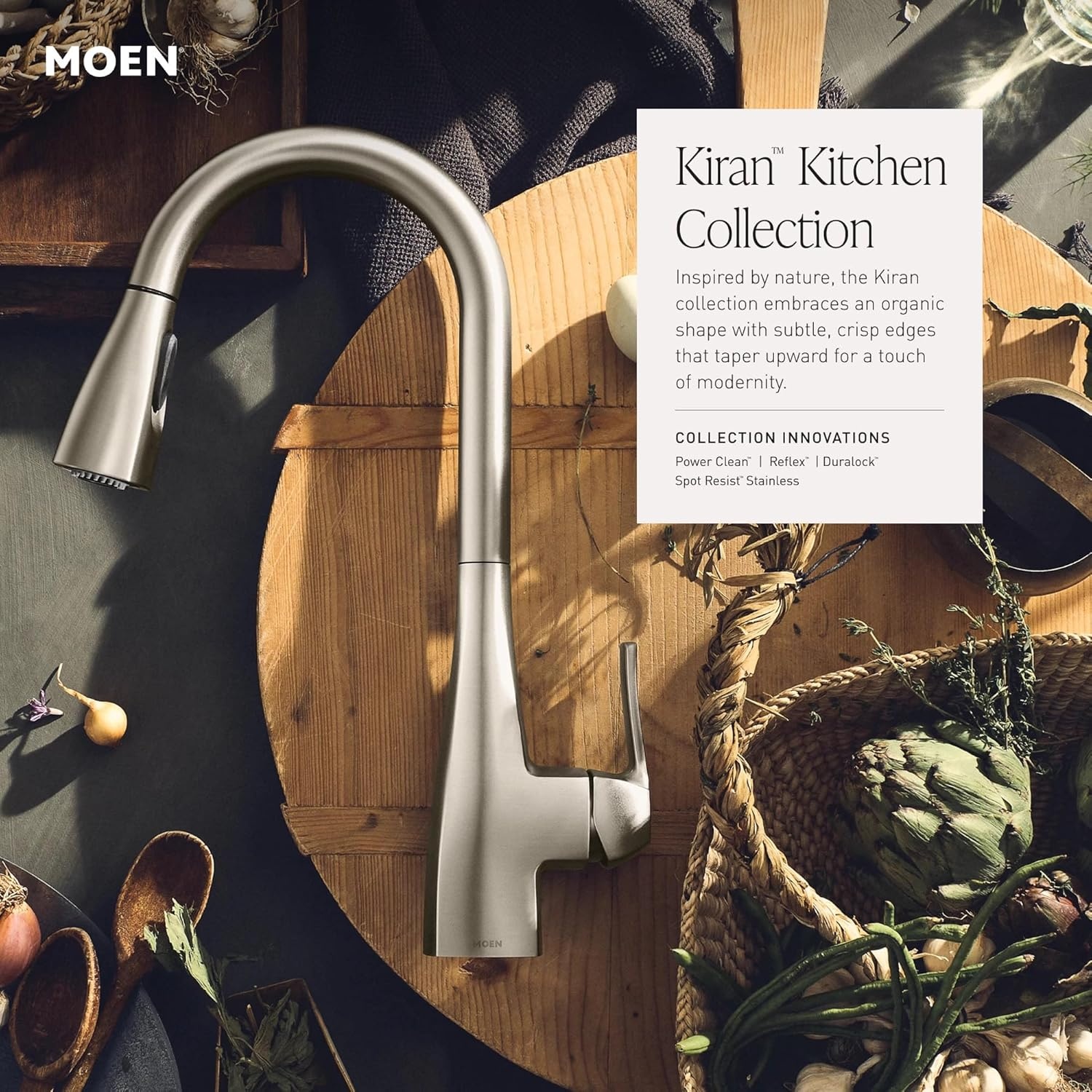 image:imageMoen Kiran Bronzed Gold OneHandle High Arc Pulldown Kitchen Faucet with Power Clean 87599BZGChrome