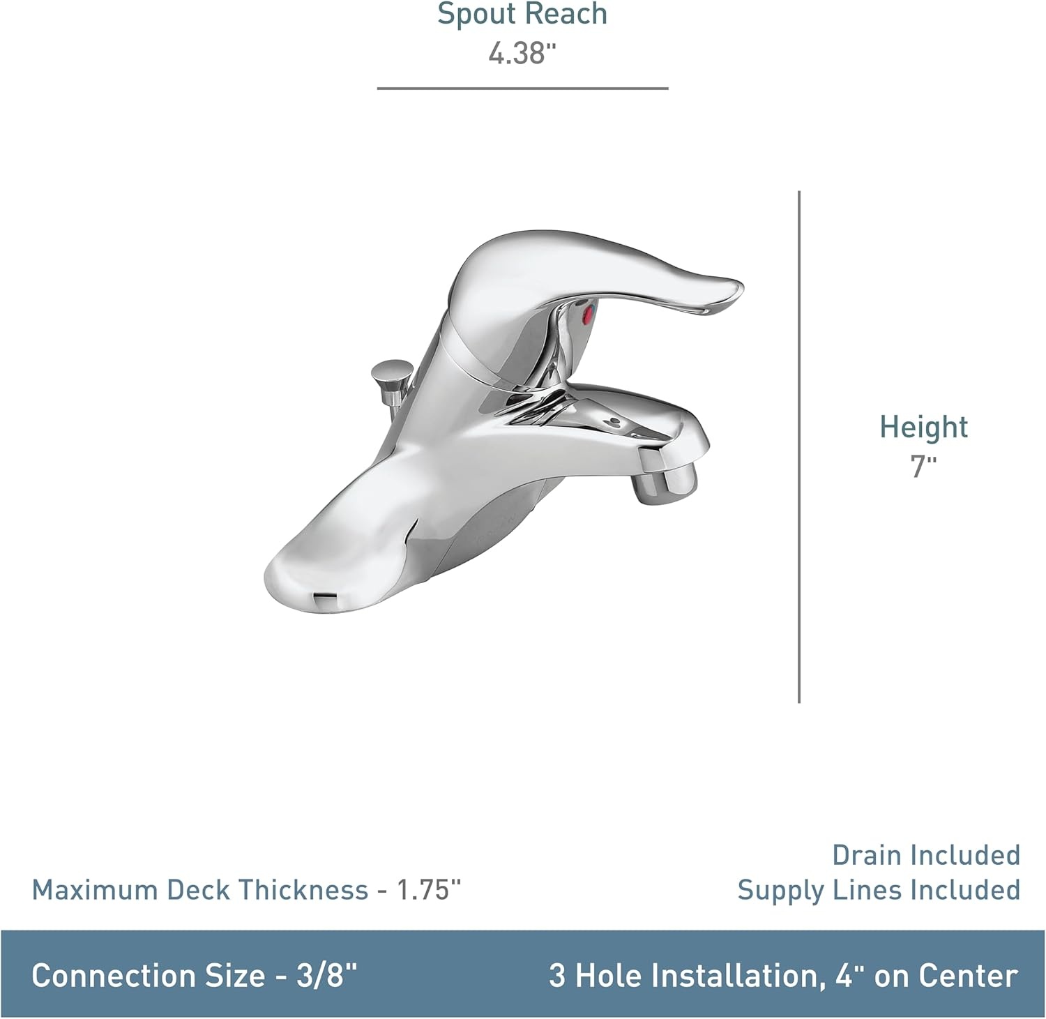 image:imageMoen L4625 Chateau OneHandle Low Arc Bathroom Faucet Chrome0375