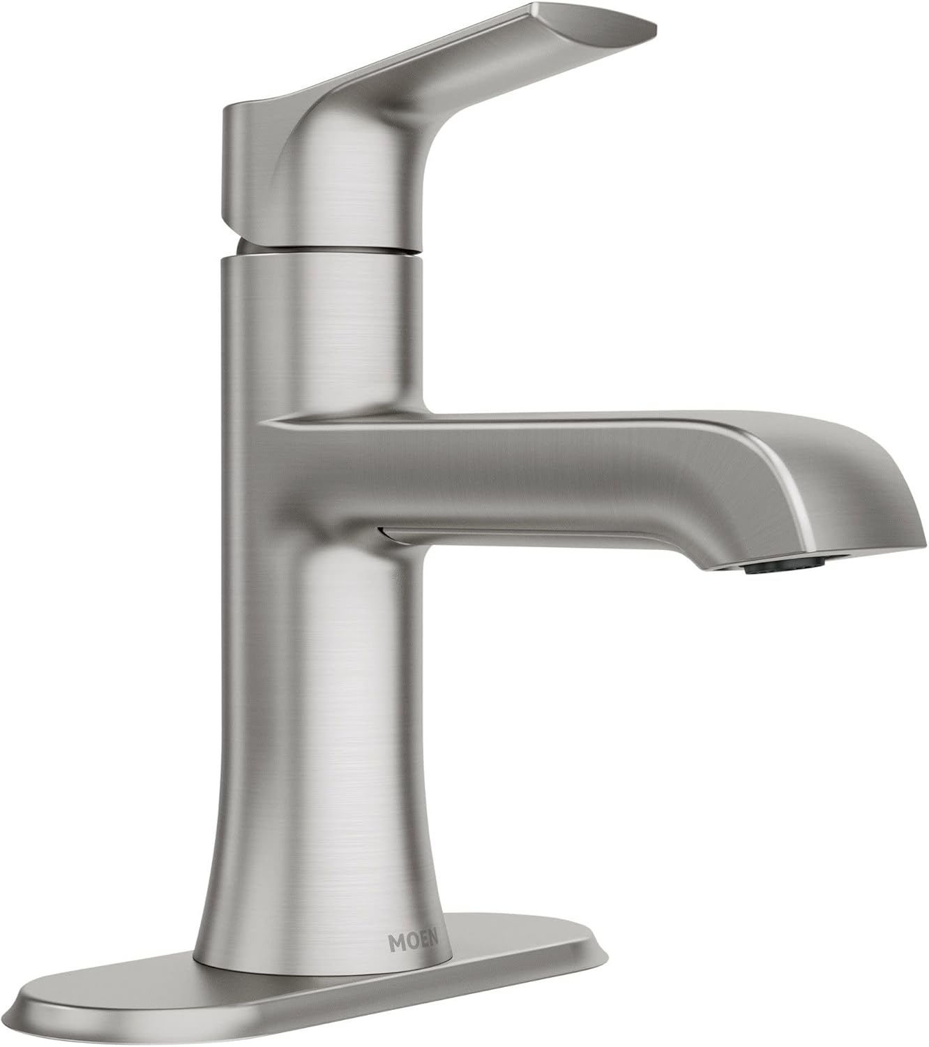 image:imageMoen LISO Spot Resist Brushed Nickel OneHandle Bathroom Faucet One Hole Bathroom Sink Faucet with Optional Deck Plate and Push Down Drain 84540SRN