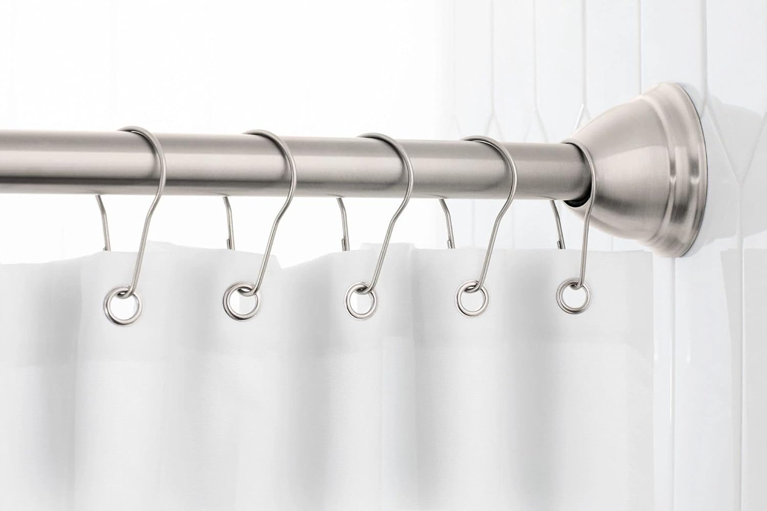 image:imageMoen MDN2170CH Magnetix 60inch Curved Adjustable Single Shower Curtain Rod ChromeBrushed Nickel