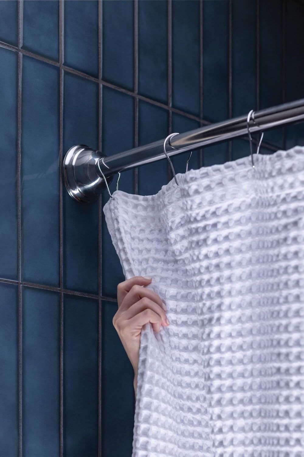 image:imageMoen MDN2170CH Magnetix 60inch Curved Adjustable Single Shower Curtain Rod ChromeChrome