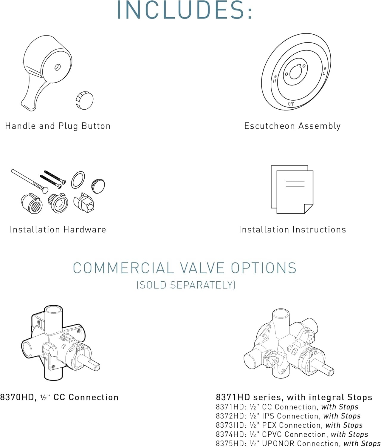 image:imageMoen MDura PosiTemp Shower Trim Kit Commercial 7Inch Classic Shower Valve Control Trim Kit Valve Required Sold Separately Brushed Nickel T8370CBN7Inch Shower Trim Kit Pack of 3