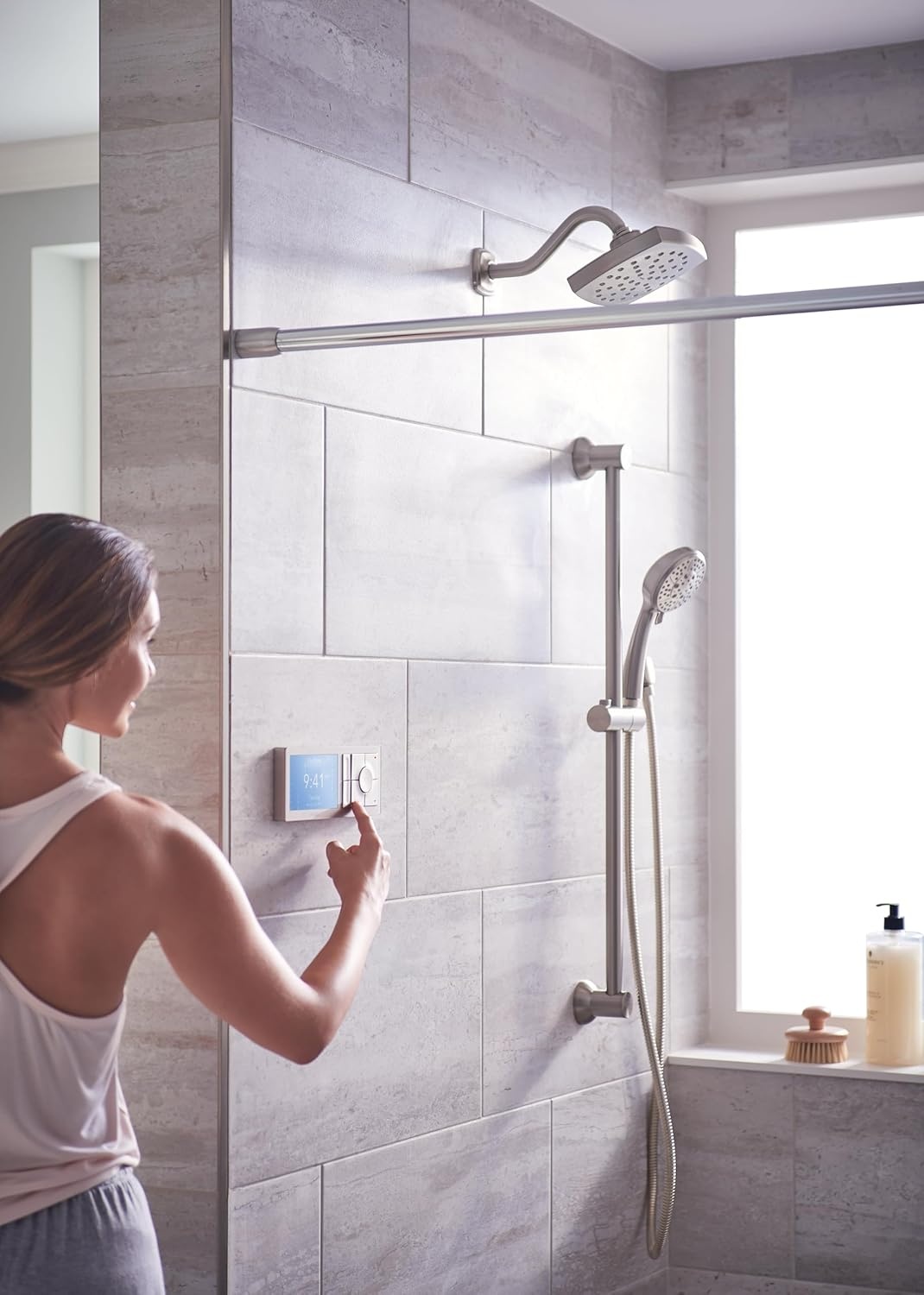 image:imageMoen Matte Black EcoPerformance 4Spray Pattern Detachable Handheld Showerhead with 69InchLong Hose and 30Inch Slide Bar 3669EPBLBrushed Nickel