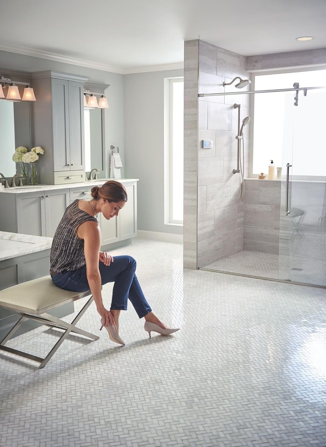 image:imageMoen Matte Black EcoPerformance 4Spray Pattern Detachable Handheld Showerhead with 69InchLong Hose and 30Inch Slide Bar 3669EPBLBrushed Nickel