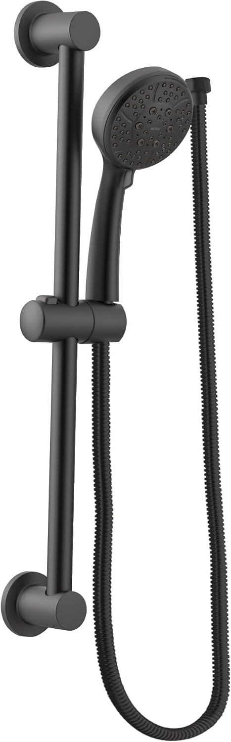 image:imageMoen Matte Black EcoPerformance 4Spray Pattern Detachable Handheld Showerhead with 69InchLong Hose and 30Inch Slide Bar 3669EPBLMatte Black