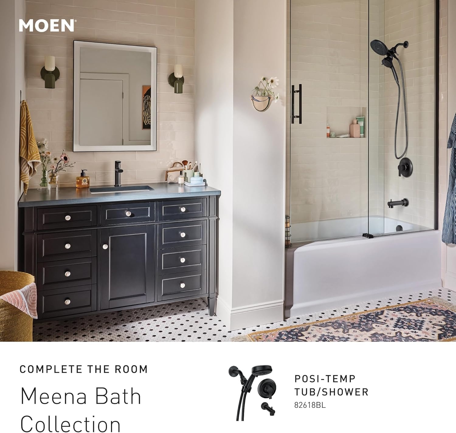 image:imageMoen Meena Bronzed Gold OneHandle Single Hole Modern Bathroom Sink Faucet with Optional Deckplate and Drain Assembly 84794BZGMatte Black