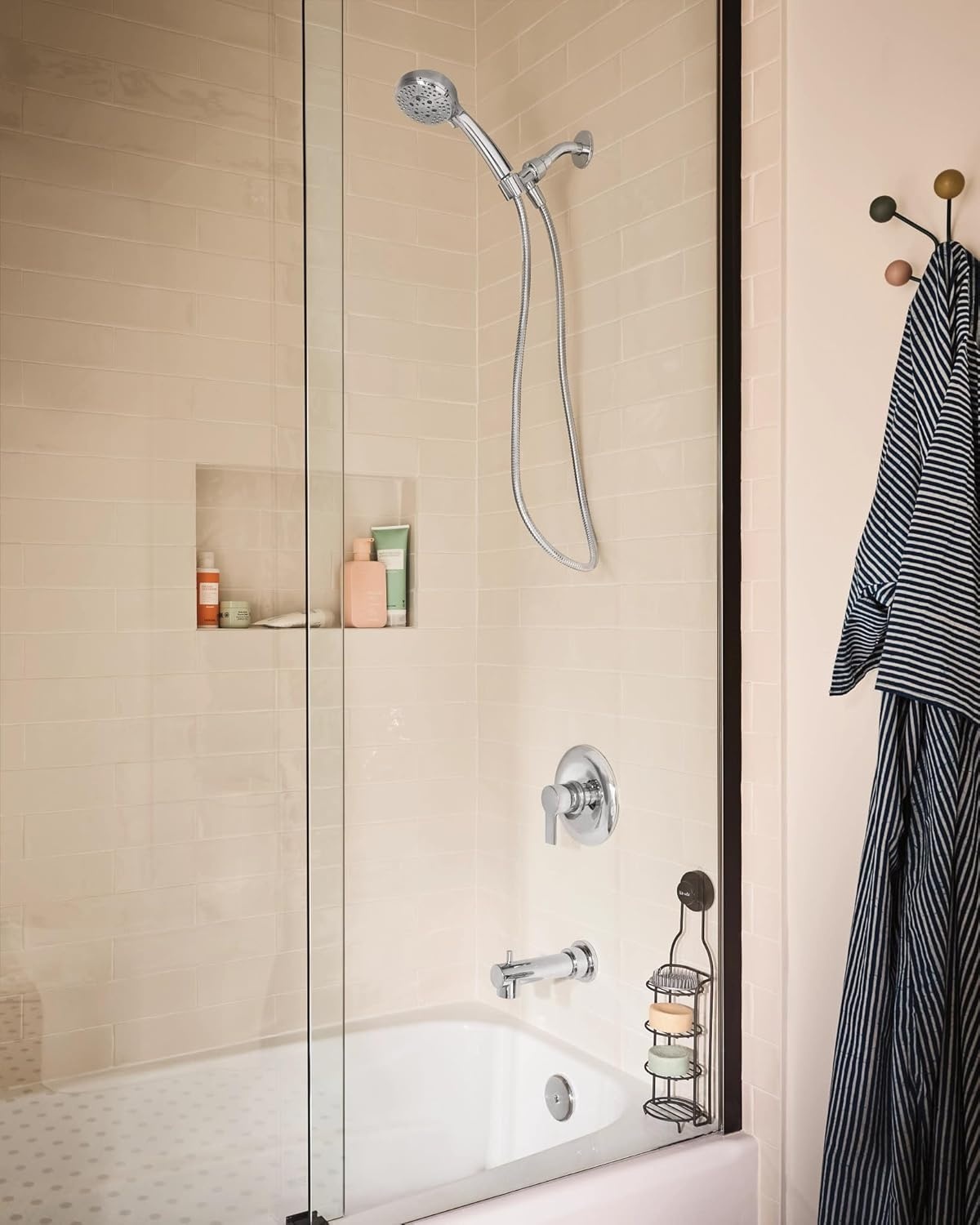 image:imageMoen Meena Matte Black Single Handle Modern Shower Faucet Set with Handshower and Tub Spout for Bathtub Valve Included 82618BLChrome