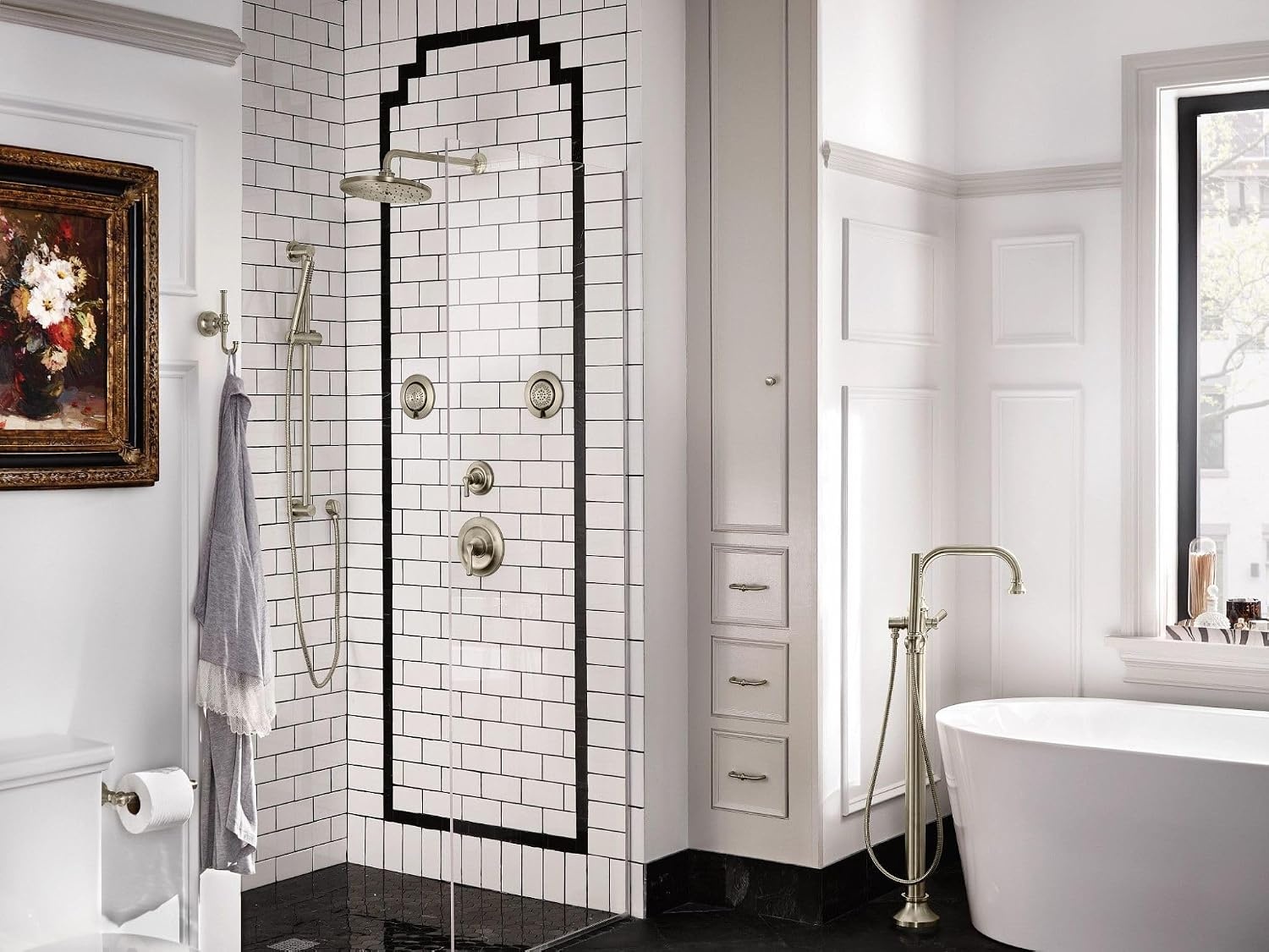 image:imageMoen Mosaic Brushed Nickel TwoFunction 325Inch Diameter Head Body Spray Valve Required TS1422BN