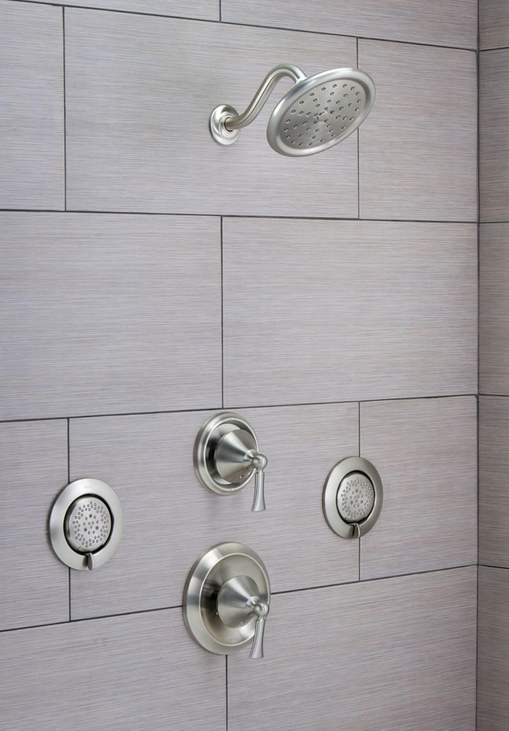 image:imageMoen Mosaic Brushed Nickel TwoFunction 325Inch Diameter Head Body Spray Valve Required TS1422BN