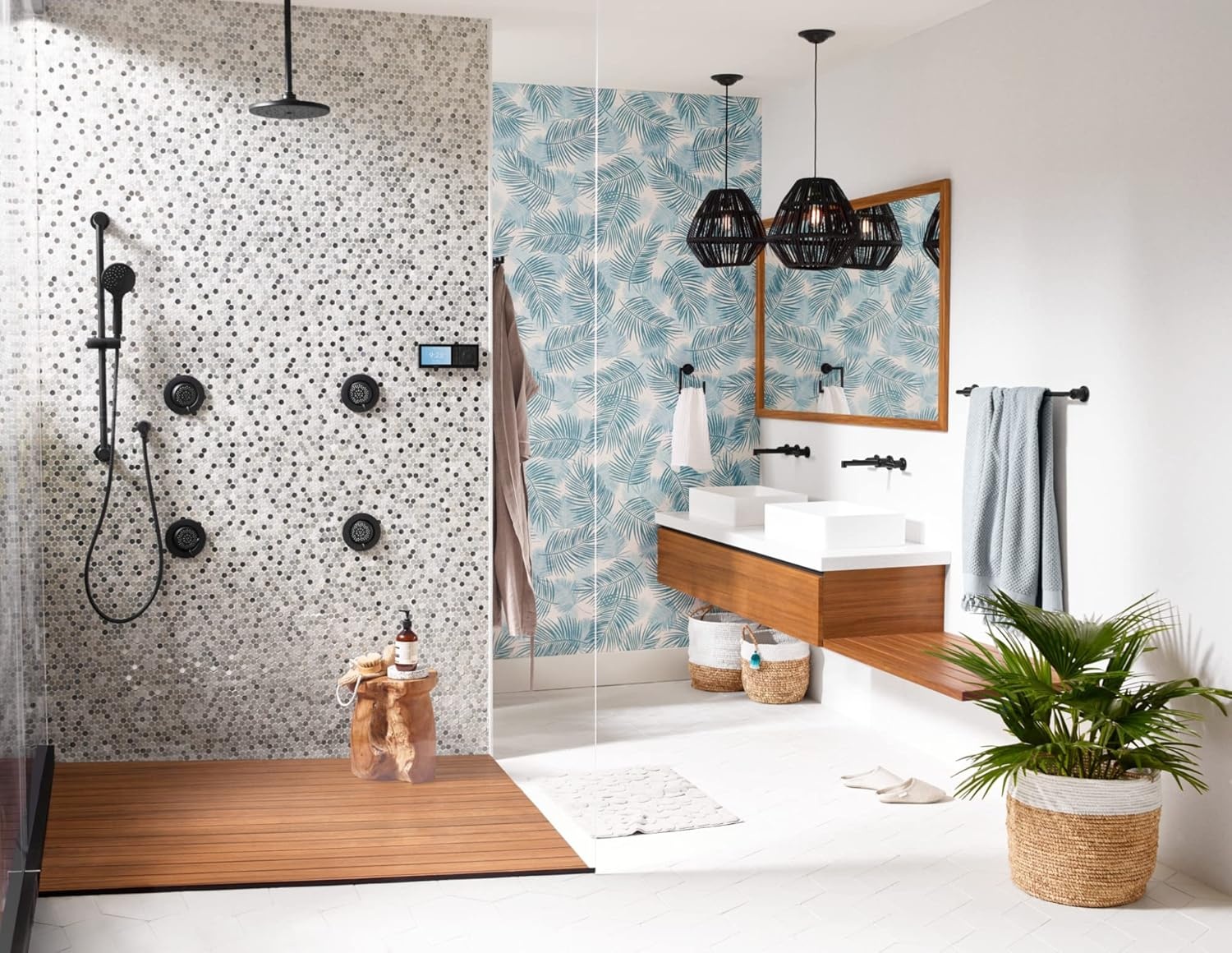 image:imageMoen Mosaic Matte Black Round TwoFunction Body Spray Valve Required TS1422BL