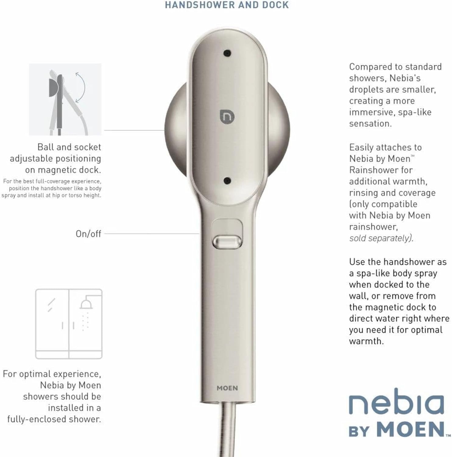 image:imageMoen N207H0SRN Spa Shower Handheld Spot Resist Brushed Nickel