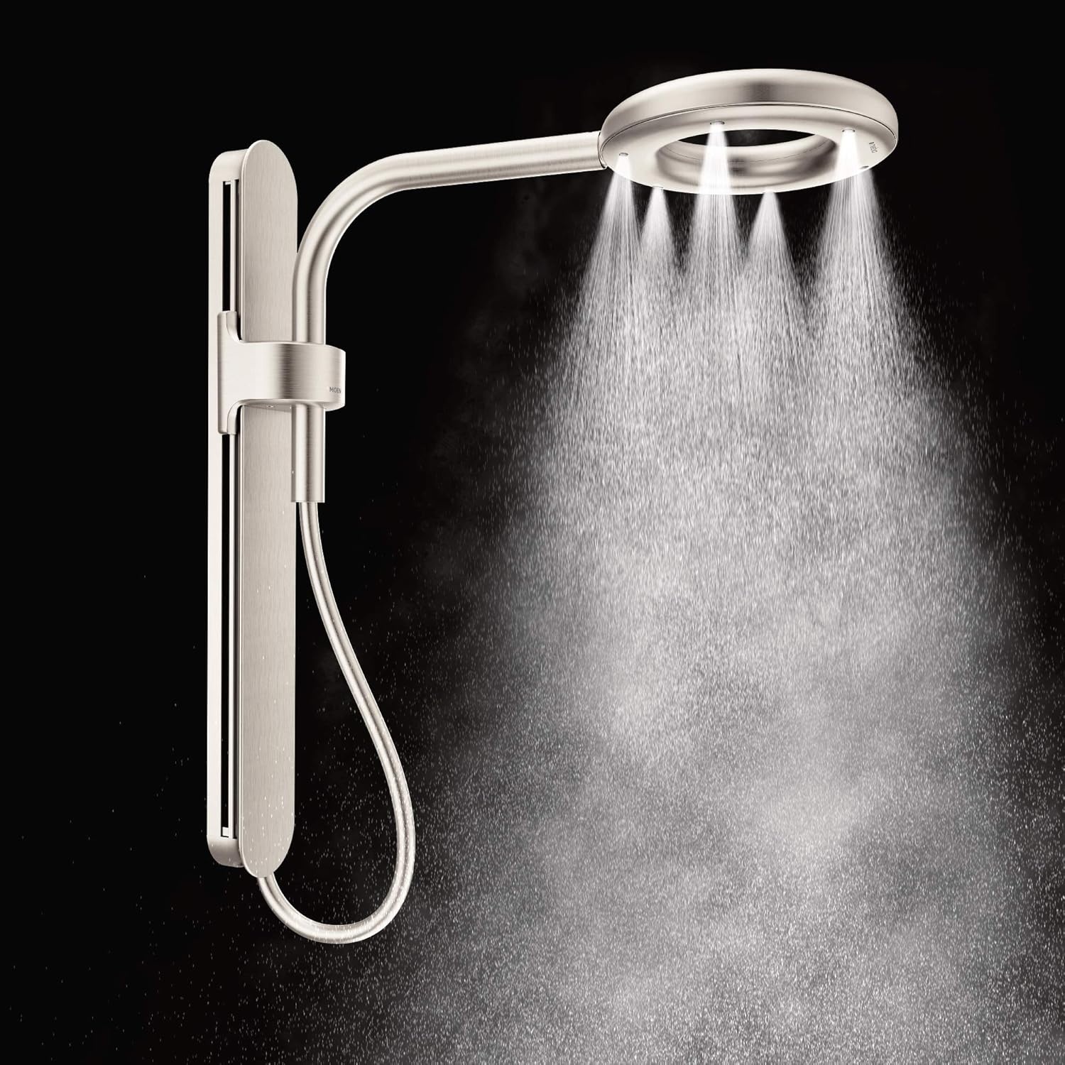 image:imageMoen N207R0BL Spa Shower Rainshower Matte BlackSpot Resist Brushed Nickel