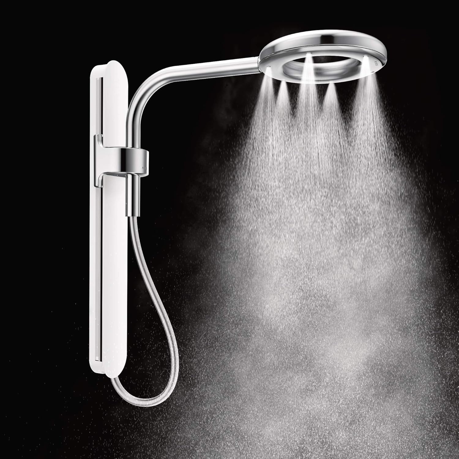 image:imageMoen N207R0BL Spa Shower Rainshower Matte BlackSpot Resist Brushed Nickel