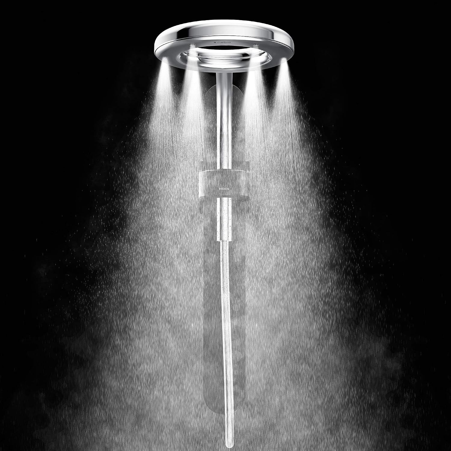 image:imageMoen N207R0BL Spa Shower Rainshower Matte BlackSpot Resist Brushed Nickel