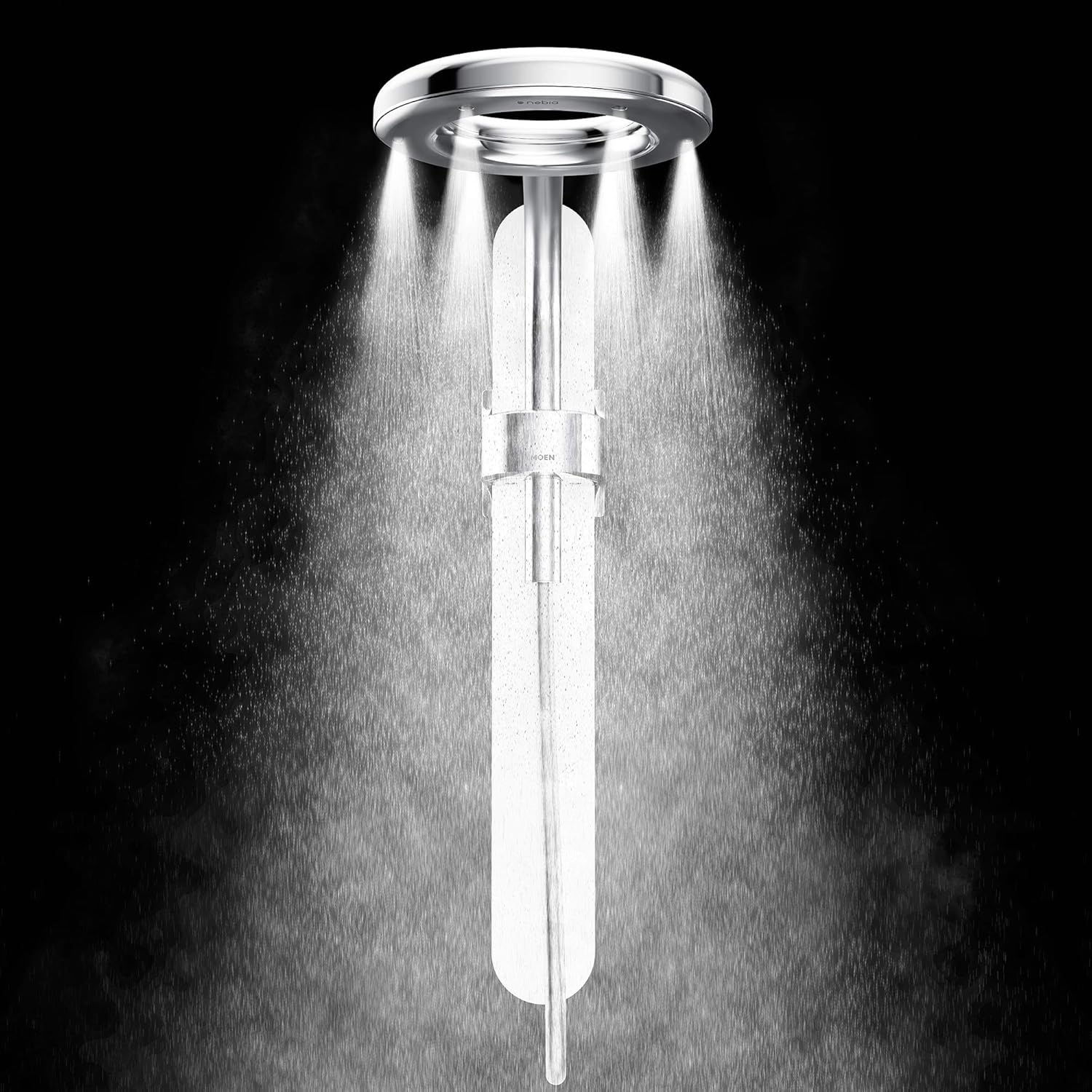 image:imageMoen N207R0BL Spa Shower Rainshower Matte BlackSpot Resist Brushed Nickel