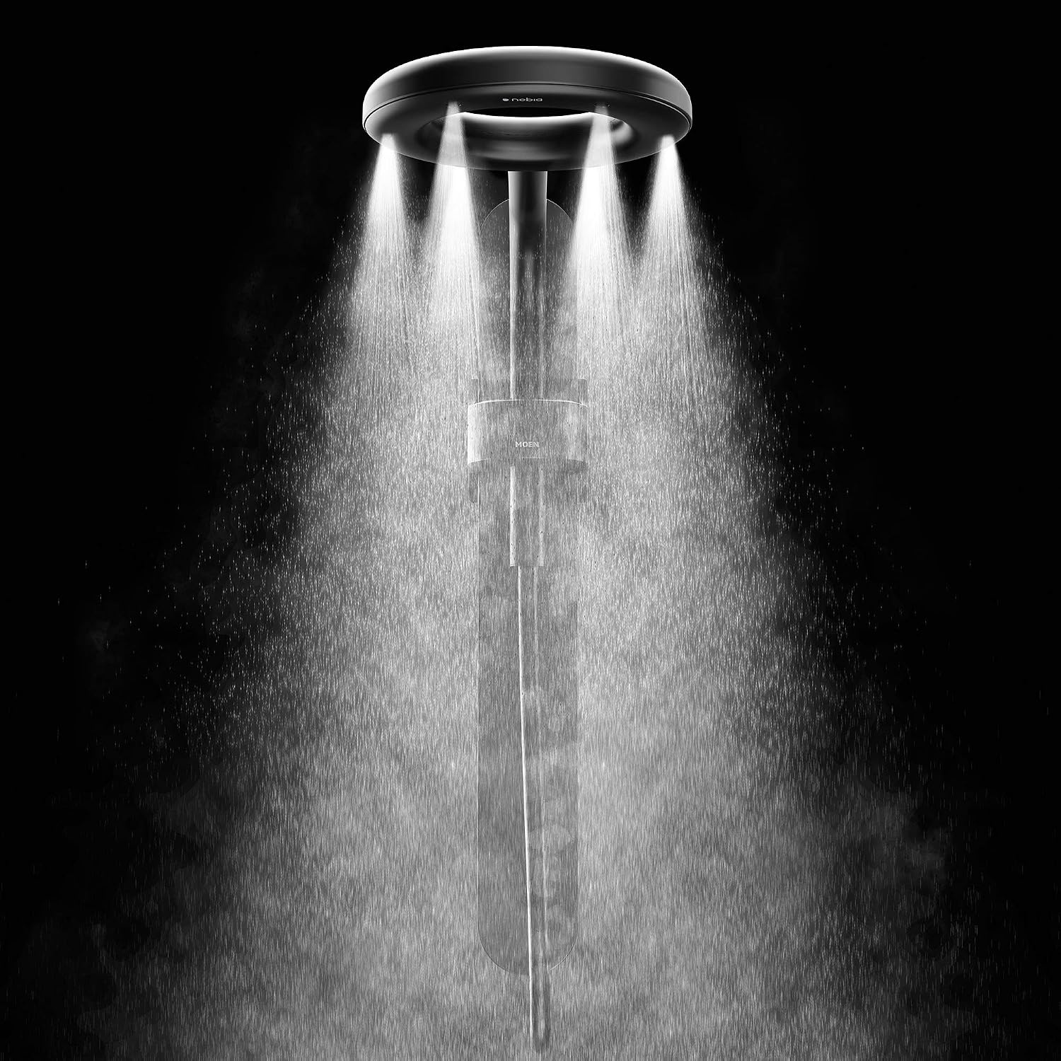 image:imageMoen N207R0BL Spa Shower Rainshower Matte BlackSpot Resist Brushed Nickel