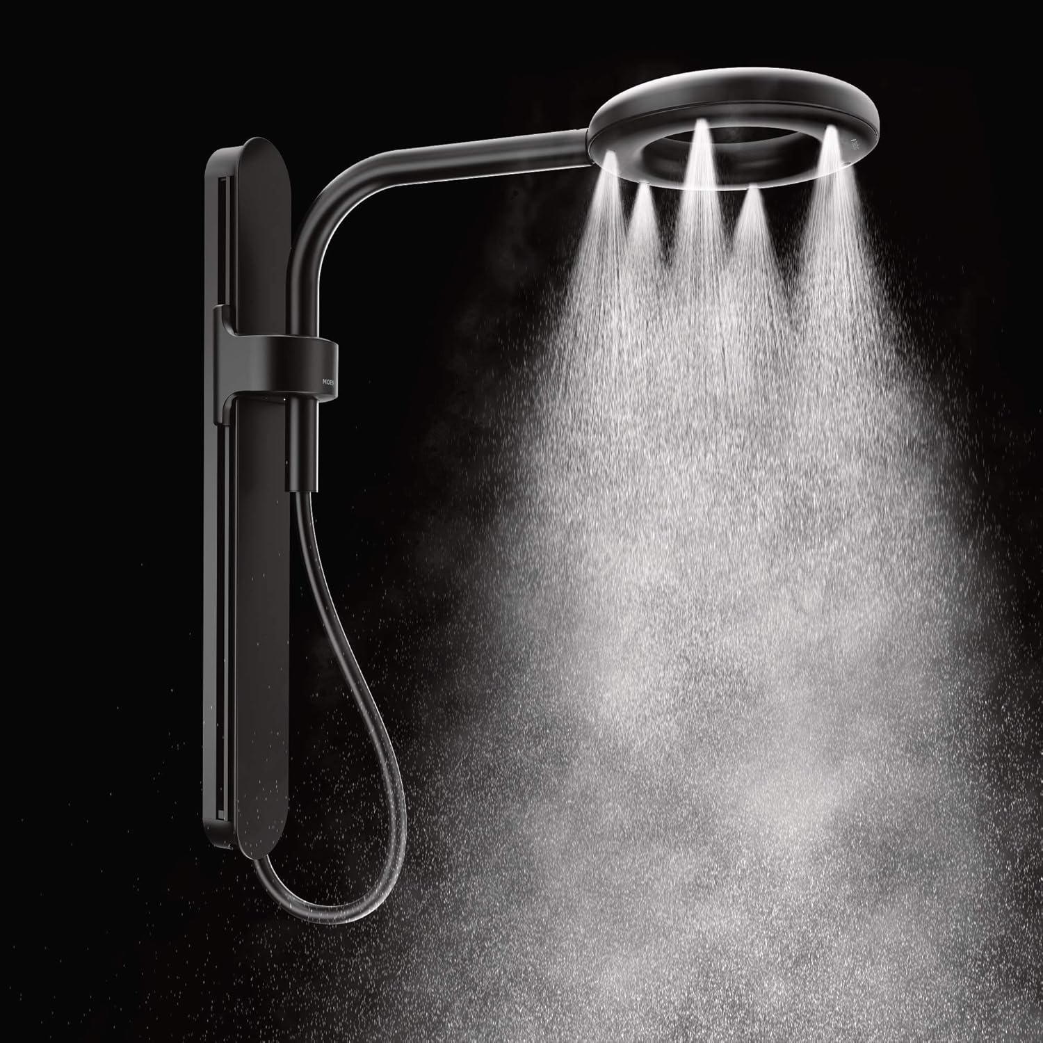 image:imageMoen N207R0BL Spa Shower Rainshower Matte BlackSpot Resist Brushed Nickel