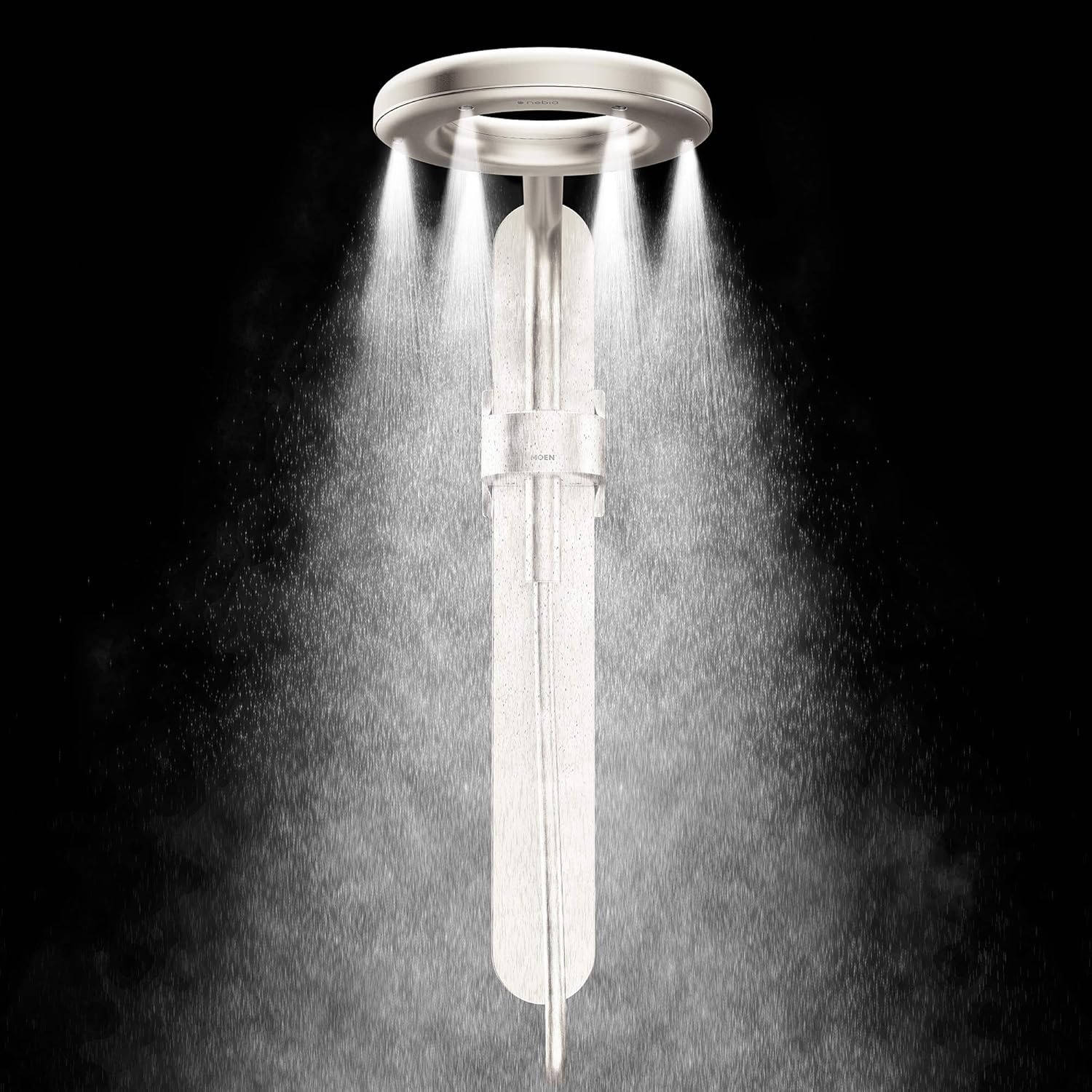 image:imageMoen N207R0BL Spa Shower Rainshower Matte BlackSpot Resist Brushed Nickel