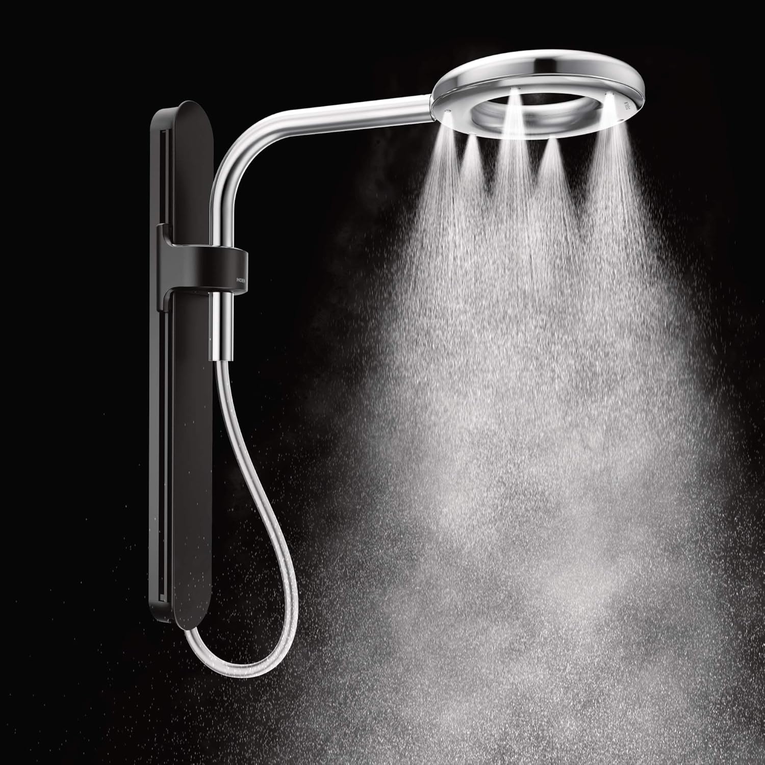 image:imageMoen N207R0BL Spa Shower Rainshower Matte BlackSpot Resist Brushed Nickel