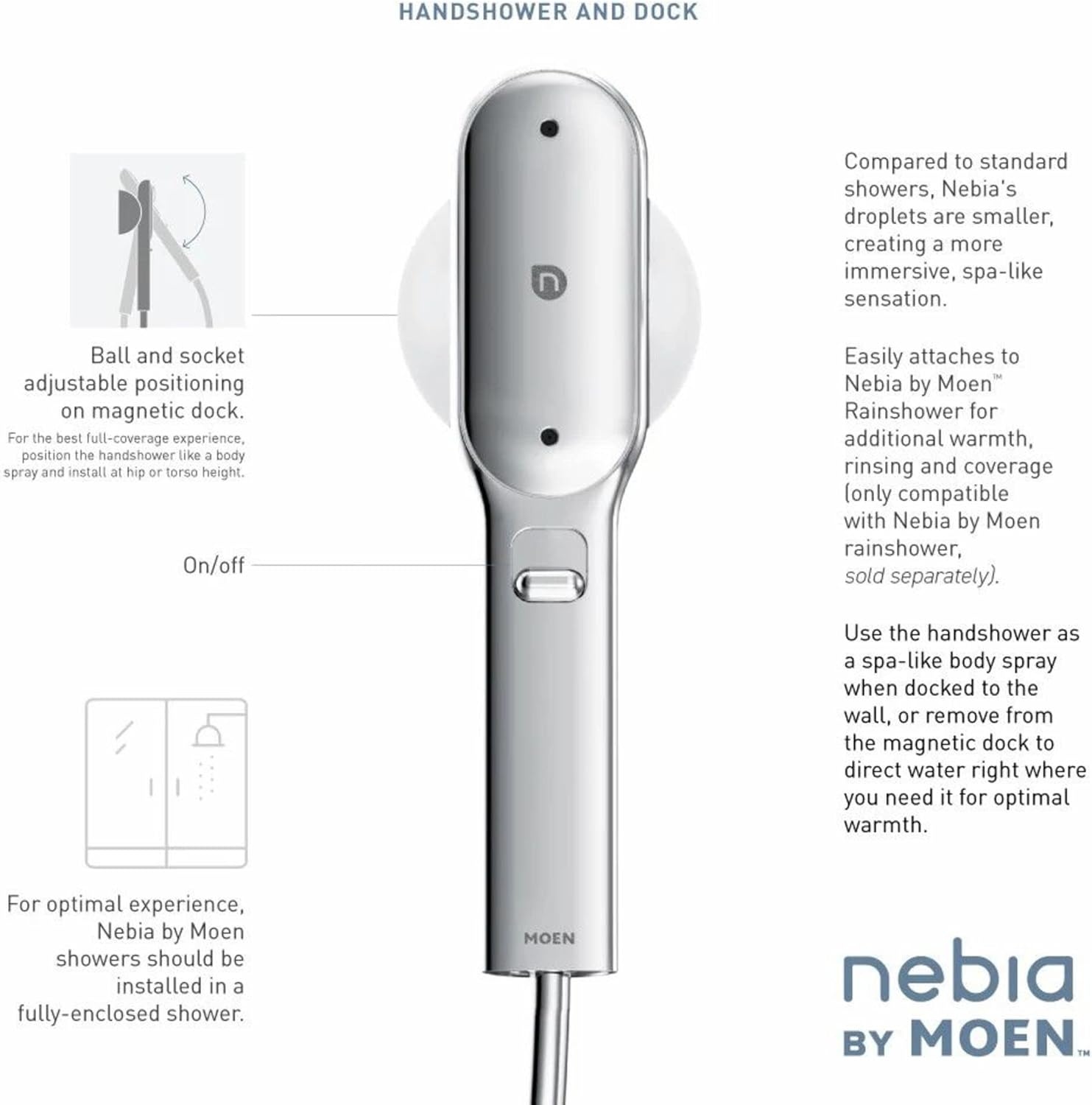 image:imageMoen N214H0CH Spa Handshower ChromeWhitePack of 1