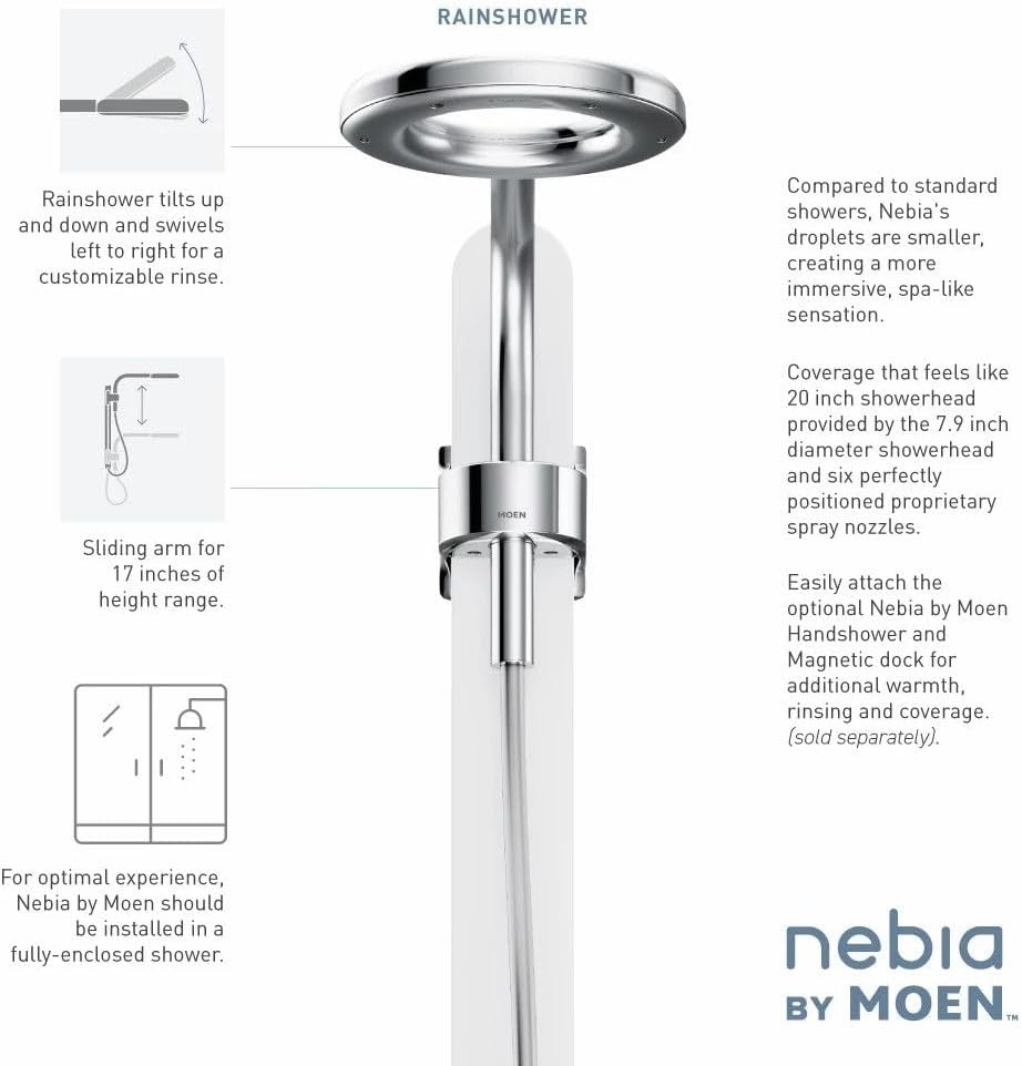 image:imageMoen N214R0CH Spa Shower Rainshower ChromeWhiteChromeWhite