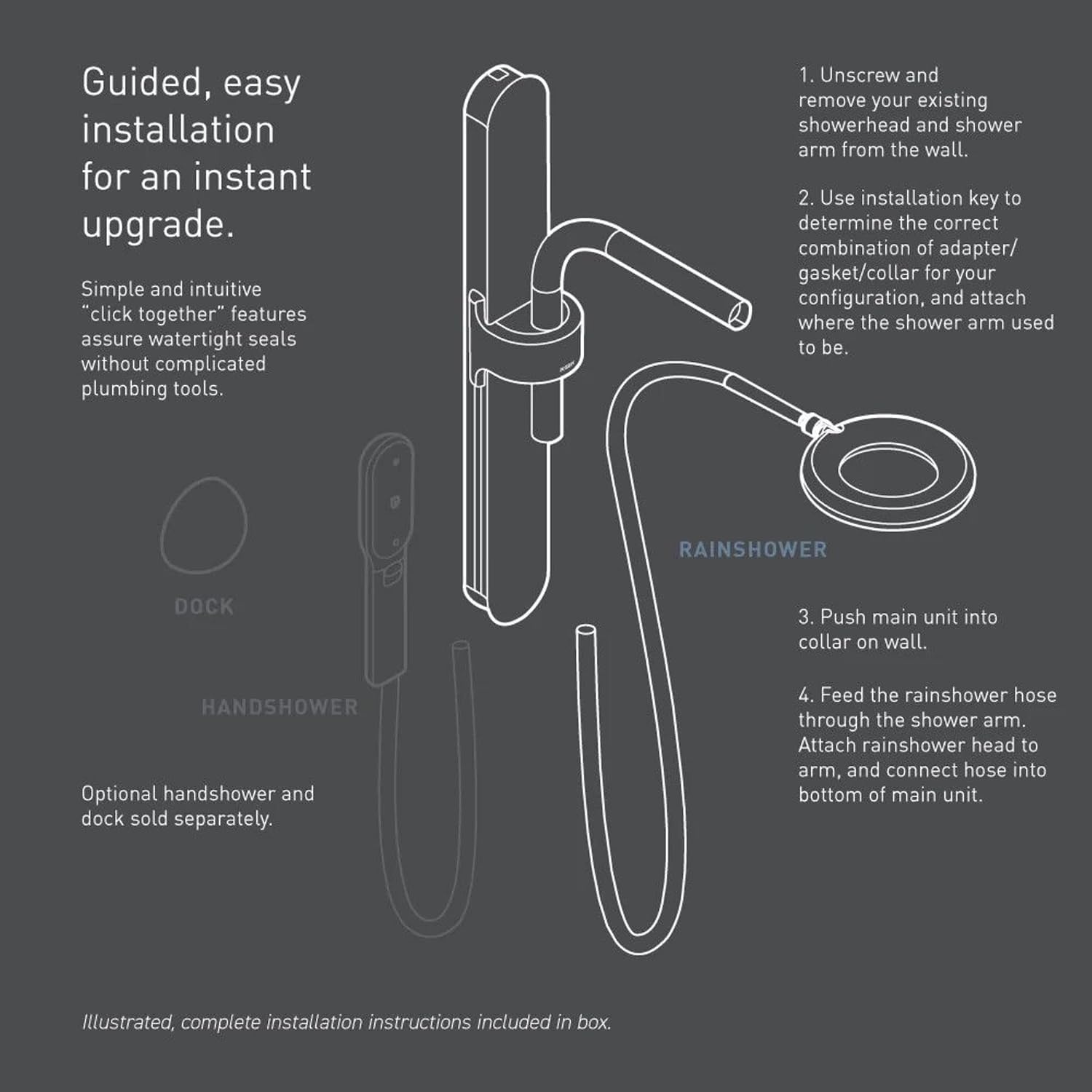 image:imageMoen N214R0CH Spa Shower Rainshower ChromeWhiteMatte BlackChrome