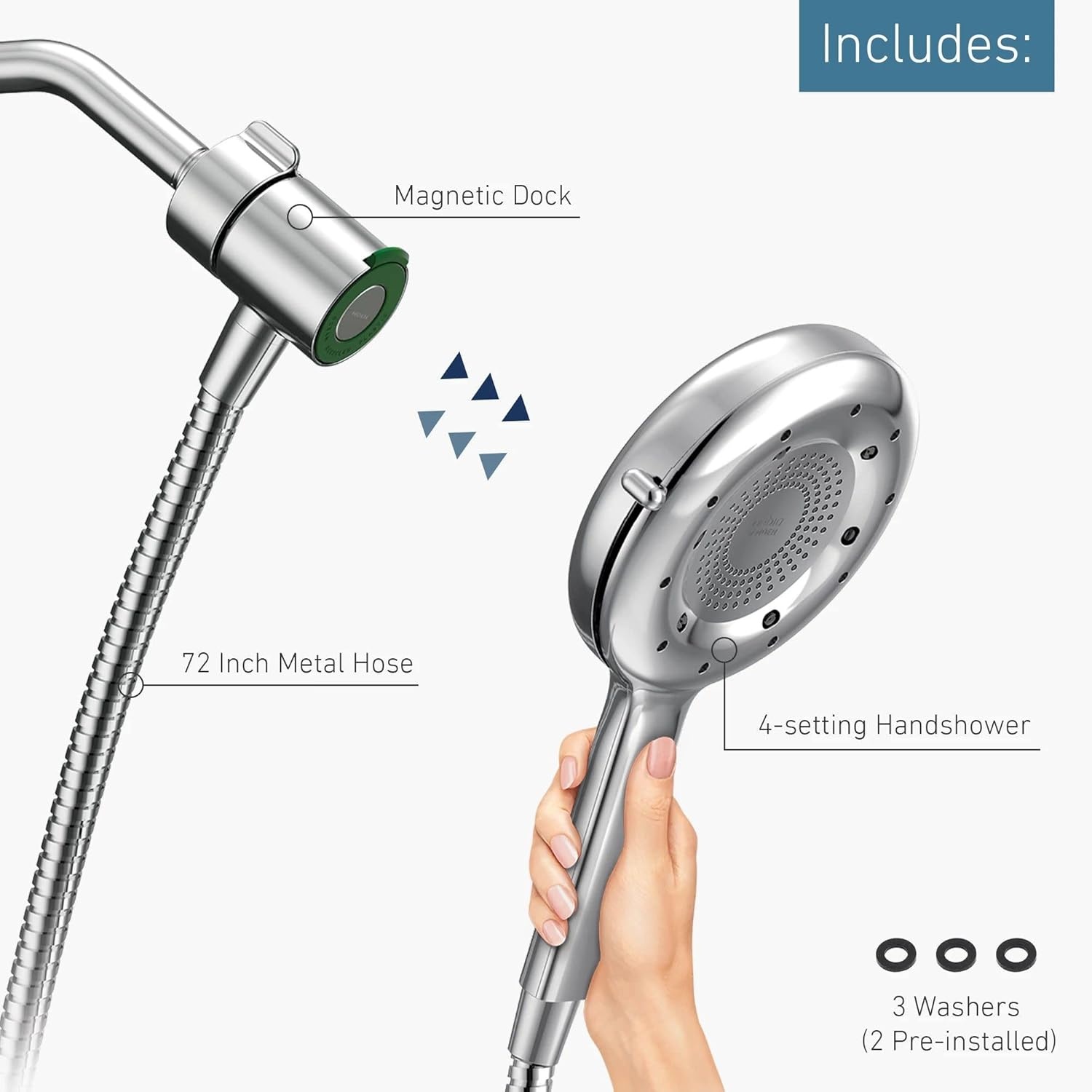 image:imageMoen N400H0CH Quattro Handheld Four Unique Shower Experiences and Magnetix Dock Chrome