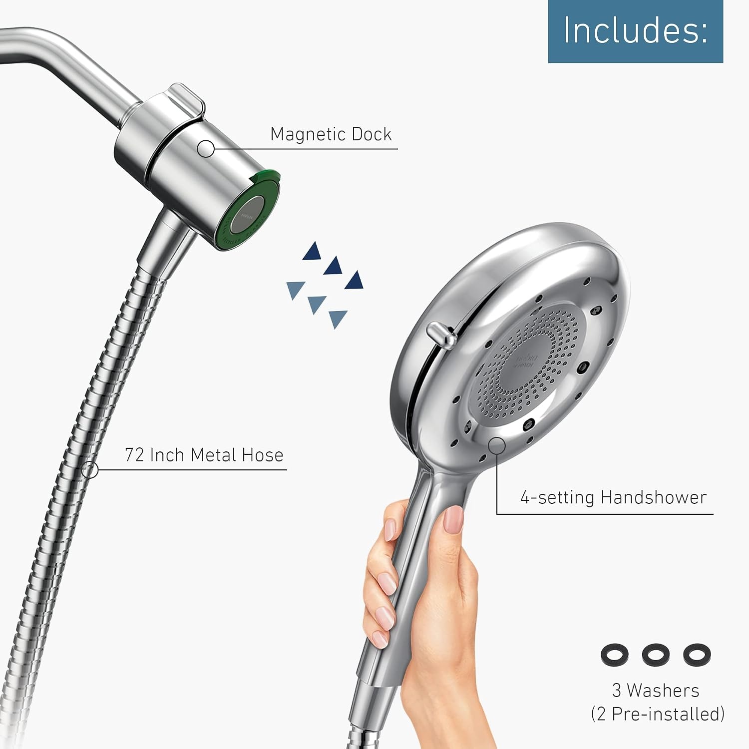 image:imageMoen N400H0CH Quattro Handheld Four Unique Shower Experiences and Magnetix Dock Chrome