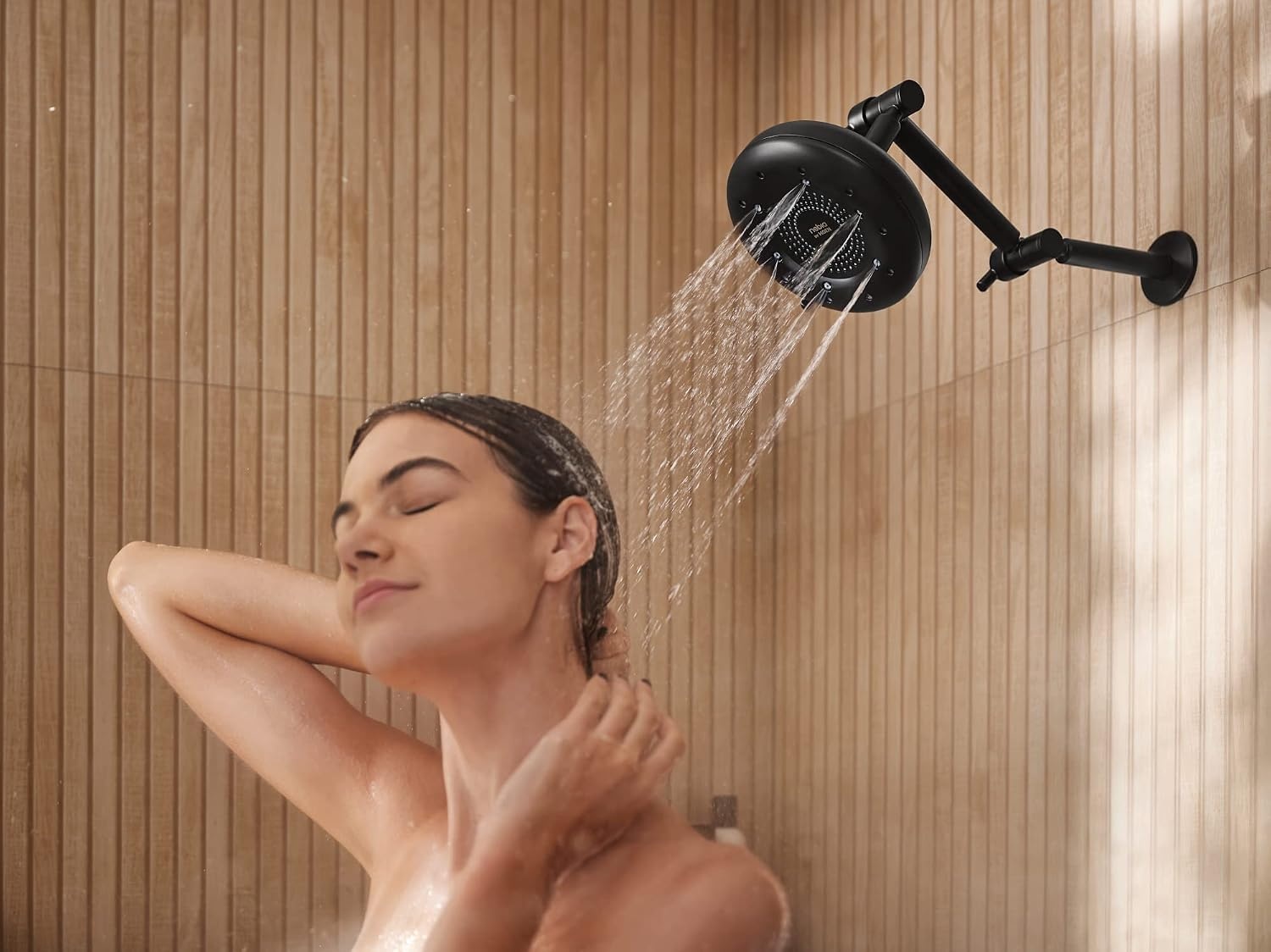 image:imageMoen N400R0BL Quattro Rainshower Showerhead with Four Unique Shower Experiences Matte Black