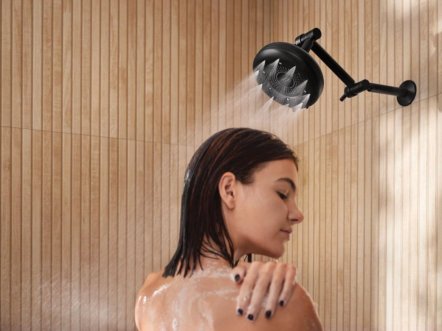 image:imageMoen N400R0BL Quattro Rainshower Showerhead with Four Unique Shower Experiences Matte Black