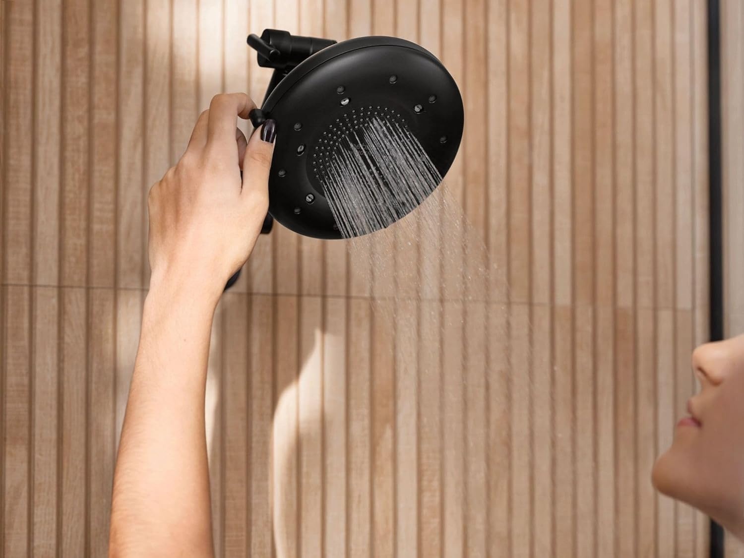 image:imageMoen N400R0BL Quattro Rainshower Showerhead with Four Unique Shower Experiences Matte Black