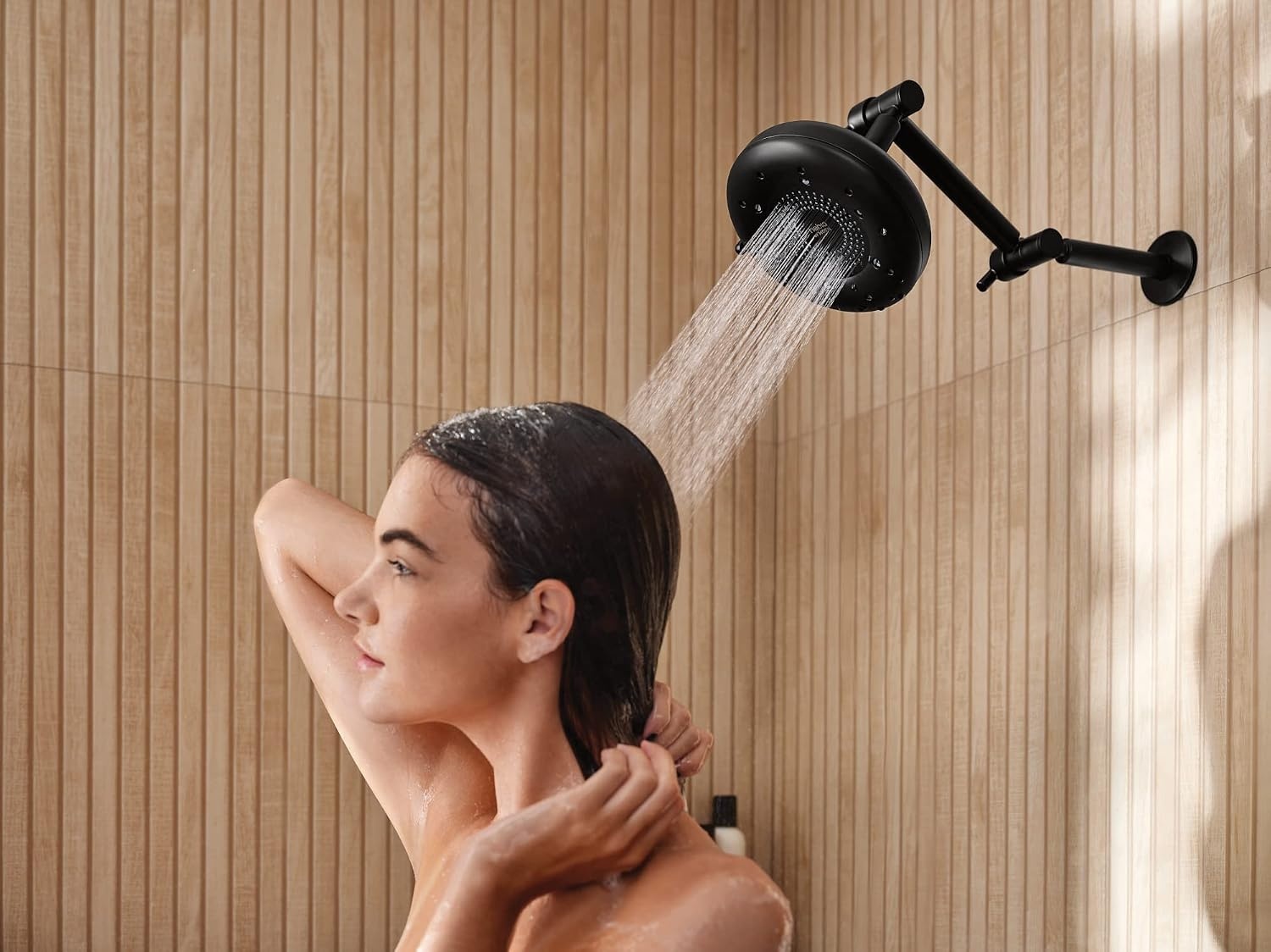 image:imageMoen N400R0BL Quattro Rainshower Showerhead with Four Unique Shower Experiences Matte Black