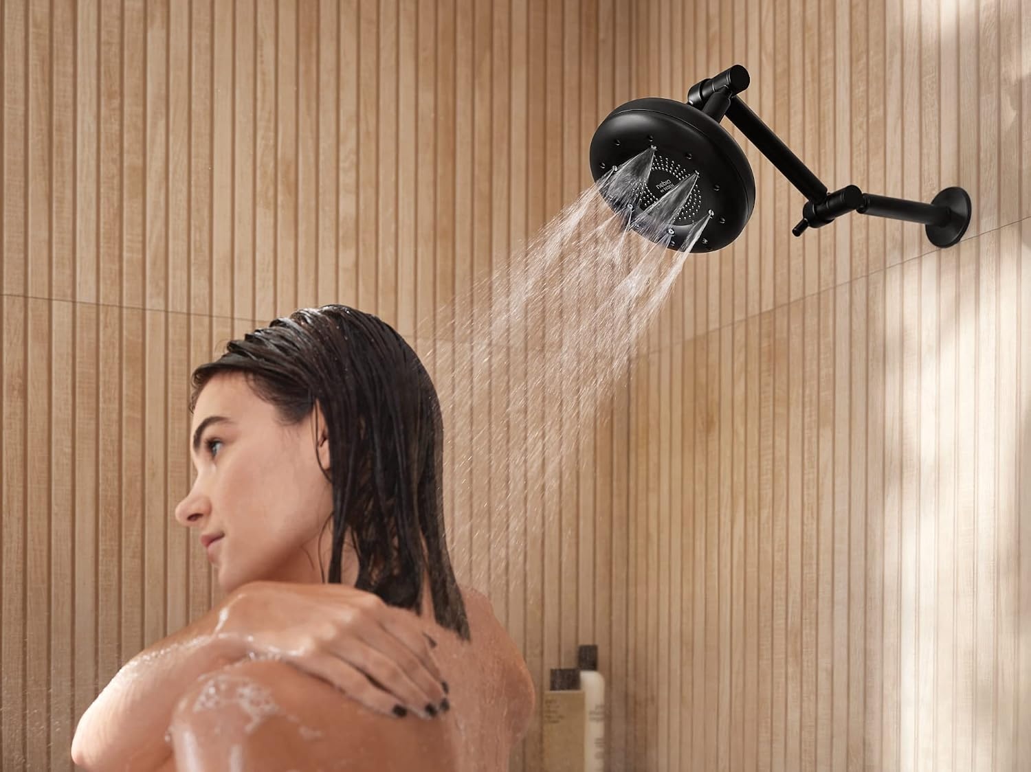image:imageMoen N400R0BL Quattro Rainshower Showerhead with Four Unique Shower Experiences Matte Black