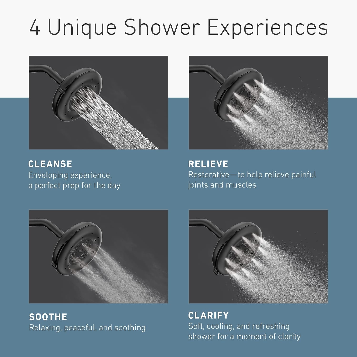 image:imageMoen N400R0BL Quattro Rainshower Showerhead with Four Unique Shower Experiences Matte Black