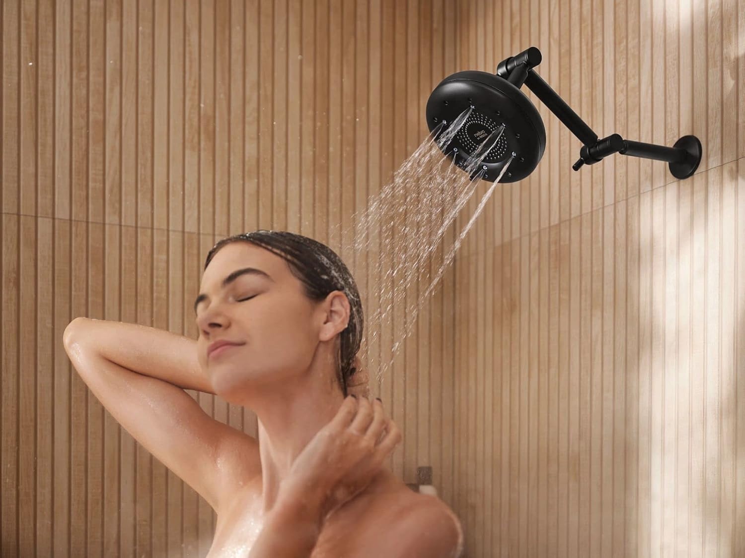 image:imageMoen N400R0BL Quattro Rainshower Showerhead with Four Unique Shower Experiences Matte Black