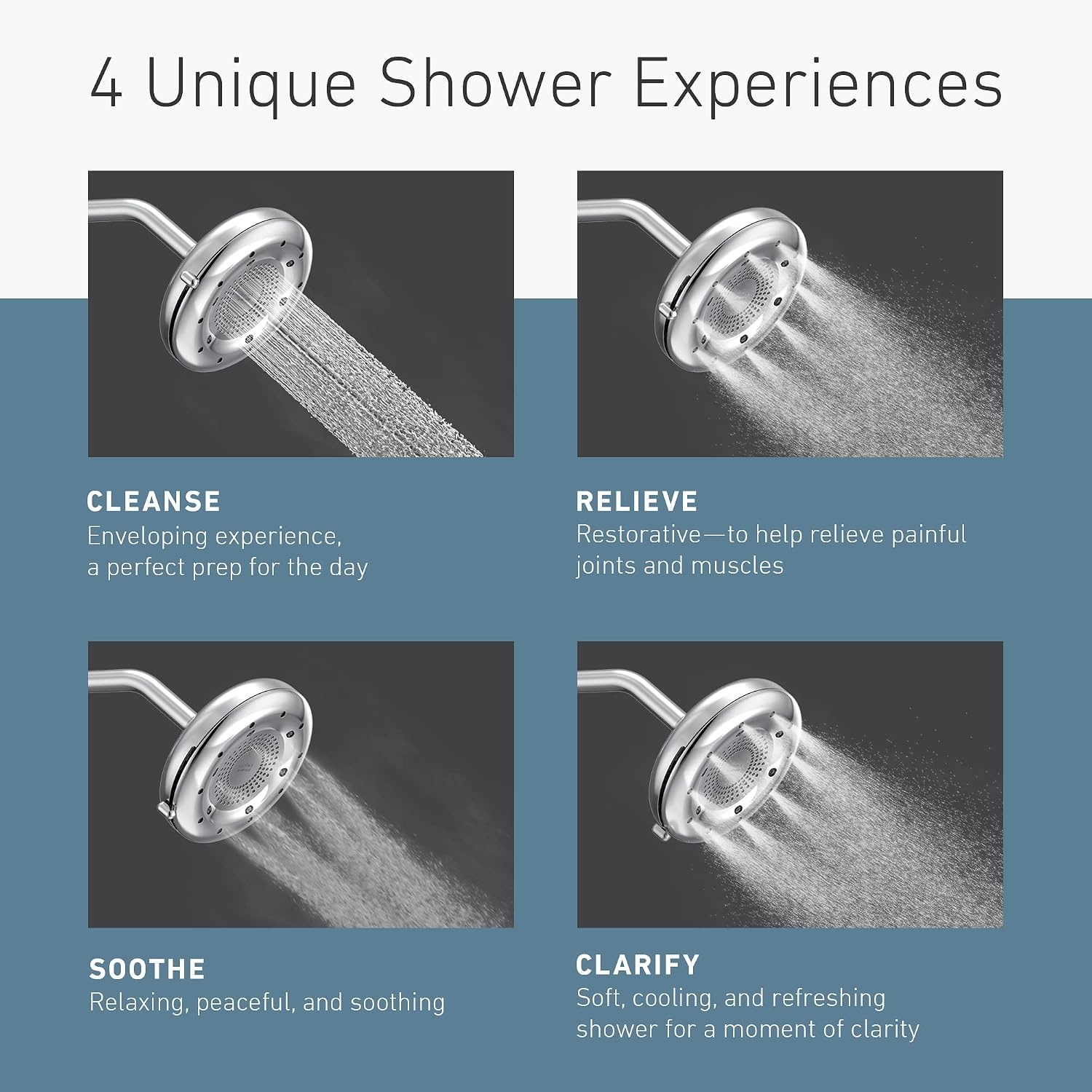 image:imageMoen N400R0CH Quattro Rainshower Showerhead with Four Unique Shower Experiences Chrome