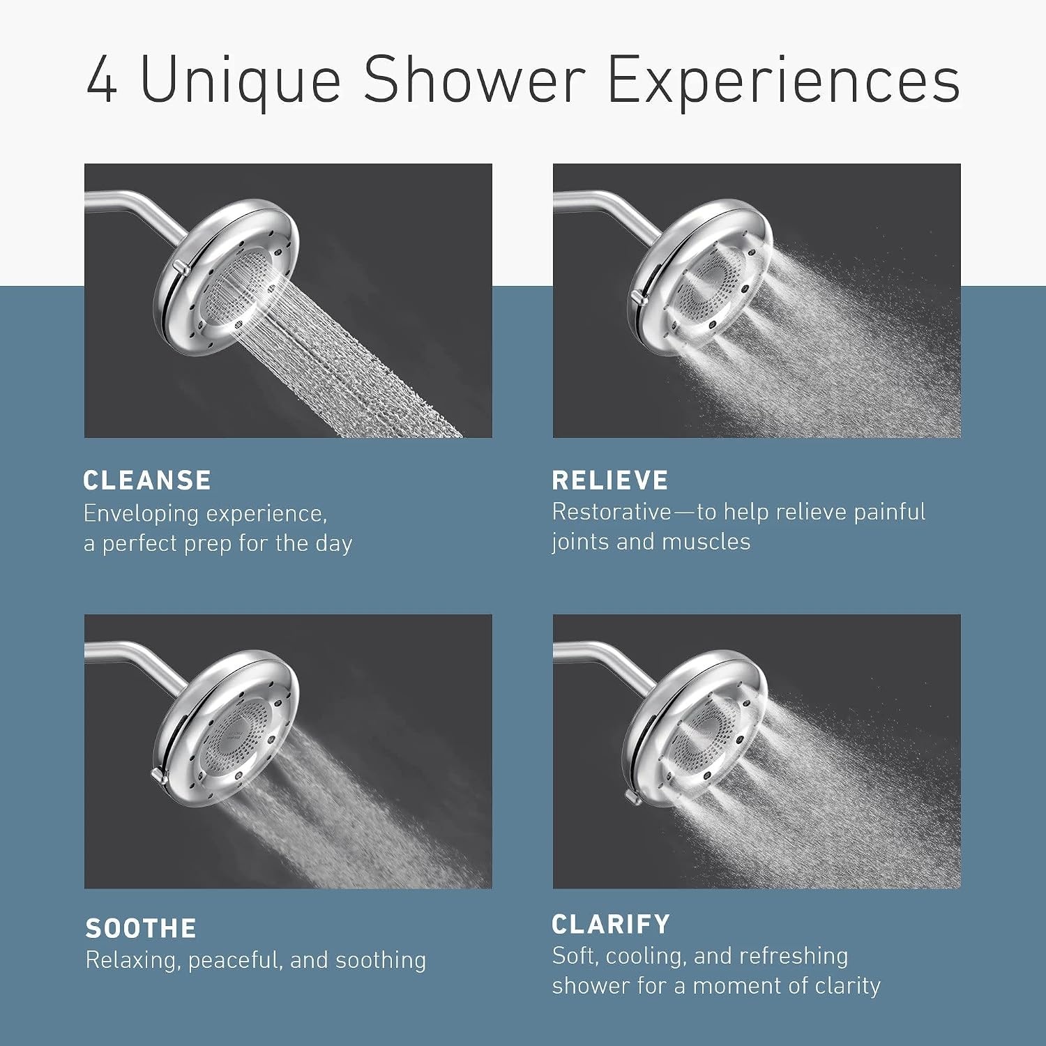 image:imageMoen N400R0CH Quattro Rainshower Showerhead with Four Unique Shower Experiences Chrome
