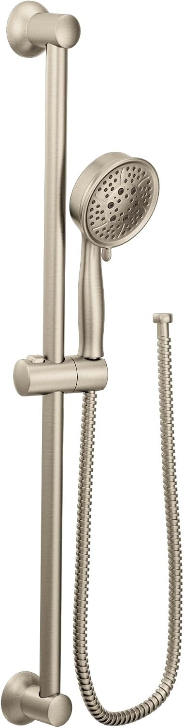 image:imageMoen Polished Nickel EcoPerformance Handheld Showerhead with 69InchLong Hose Featuring 30Inch Slide Bar 3667EPNLBrushed Nickel