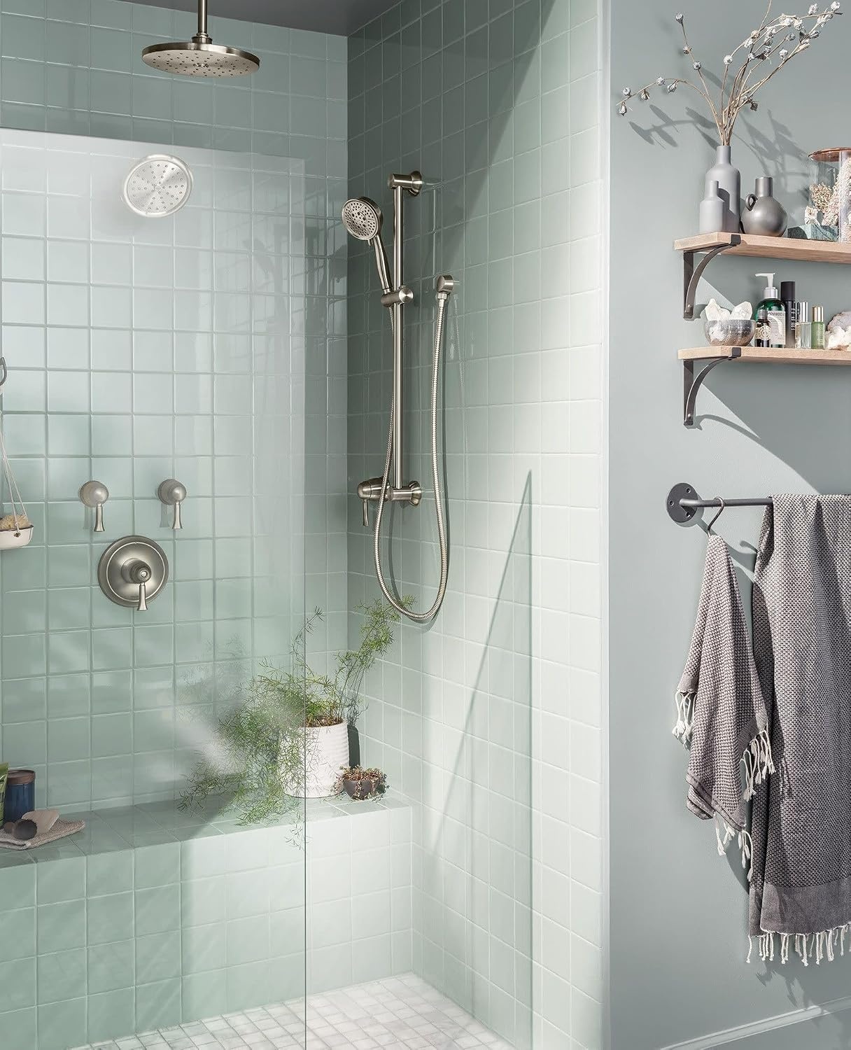 image:imageMoen Polished Nickel EcoPerformance Handheld Showerhead with 69InchLong Hose Featuring 30Inch Slide Bar 3667EPNLBrushed Nickel